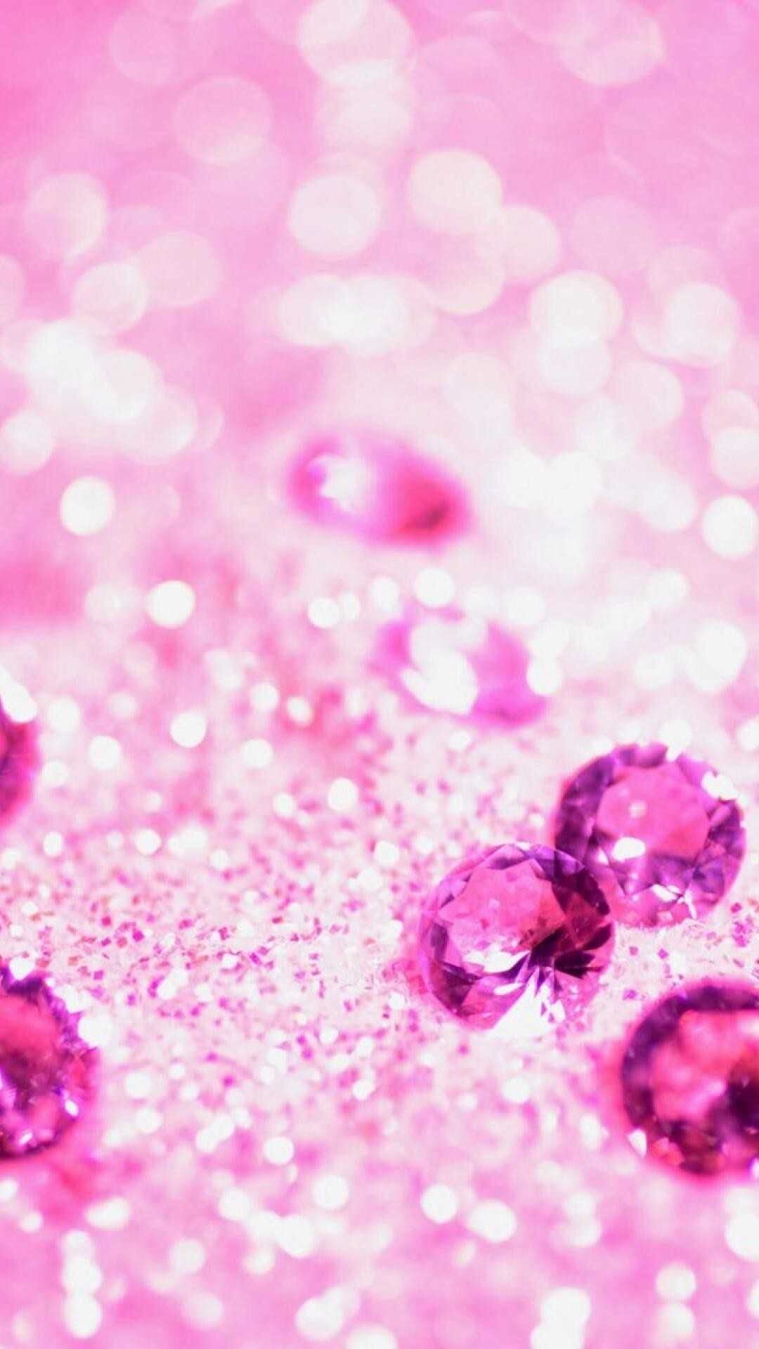 Girly: Diamonds, Sparkling, Pink glittering powder, Shimmer. 1080x1920 Full HD Wallpaper.