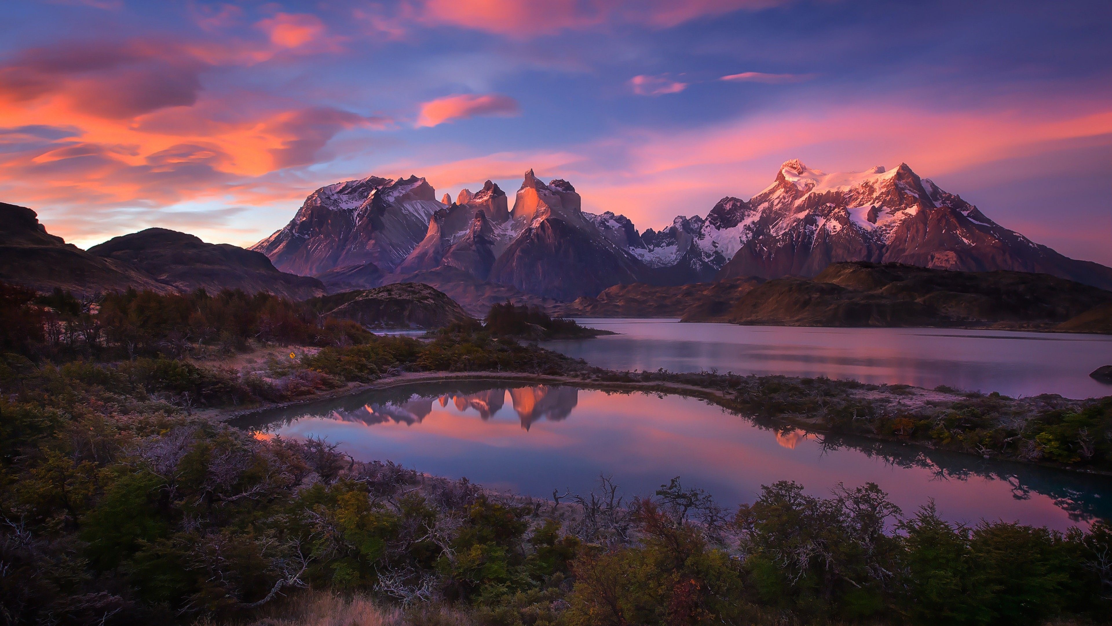 Chile Andes mountains, Sunset landscape, Forest, 3840x2160 4K Desktop