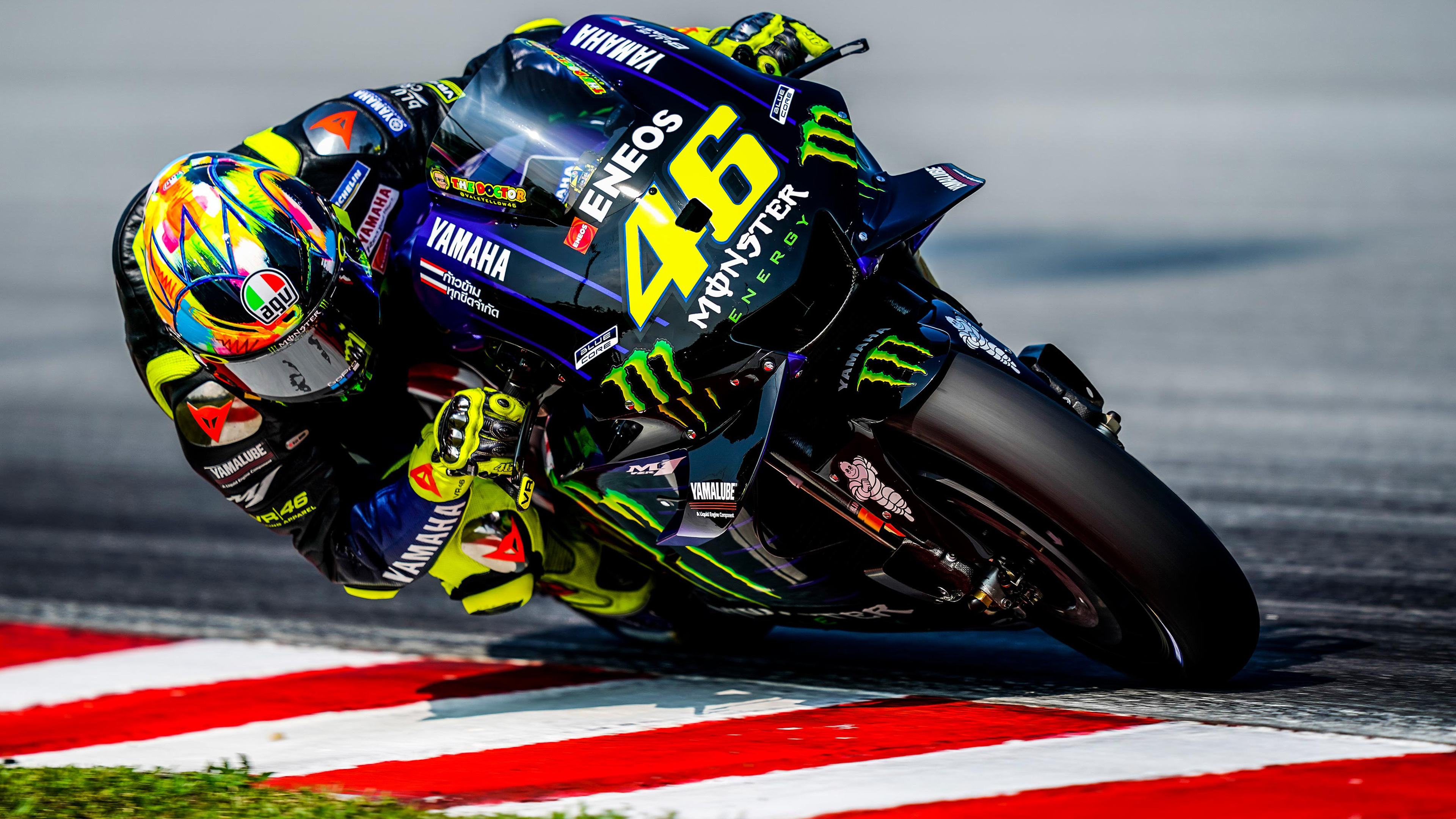 Motorcycle Racing: Yamaha, Valentino Rossi, Also Known as "The Doctor", Nine-time Grand Prix MRW Champion. 3840x2160 4K Wallpaper.