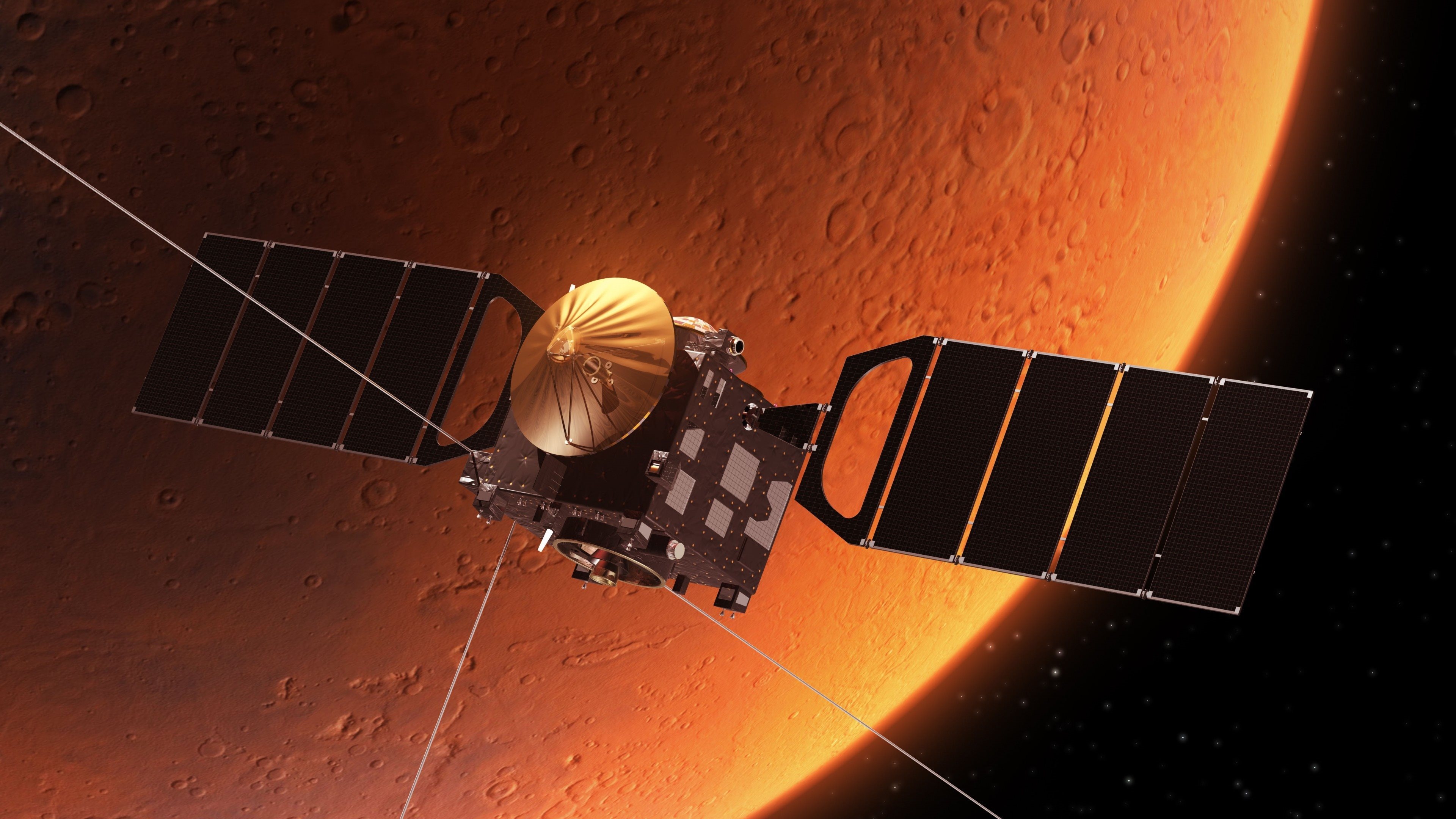 Spacecraft: Mars, An object intentionally placed into orbit, Satellite. 3840x2160 4K Background.