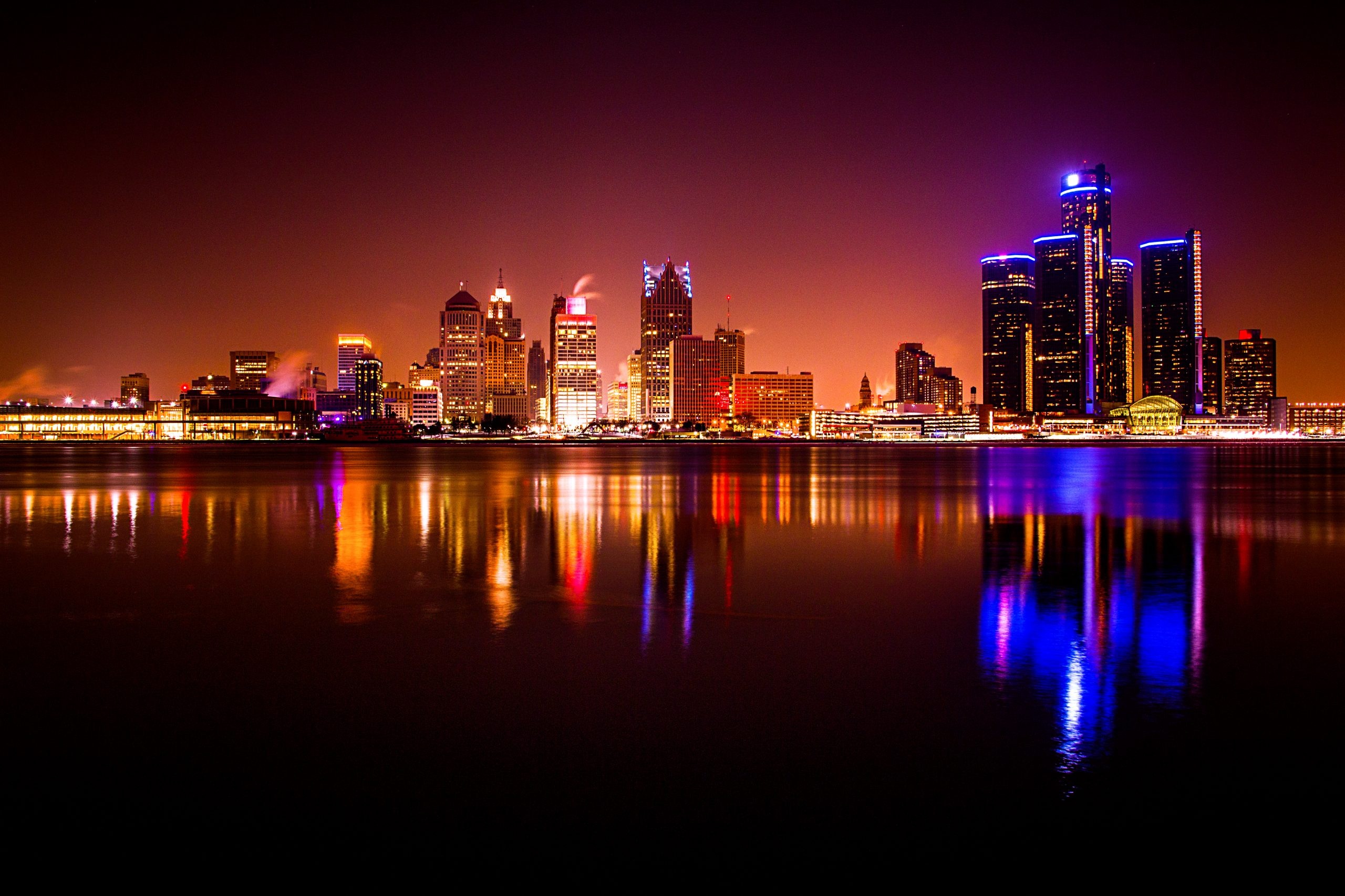 Detroit Skyline, Nighttime allure, Downtown charm, Illuminated skyline, 2560x1710 HD Desktop