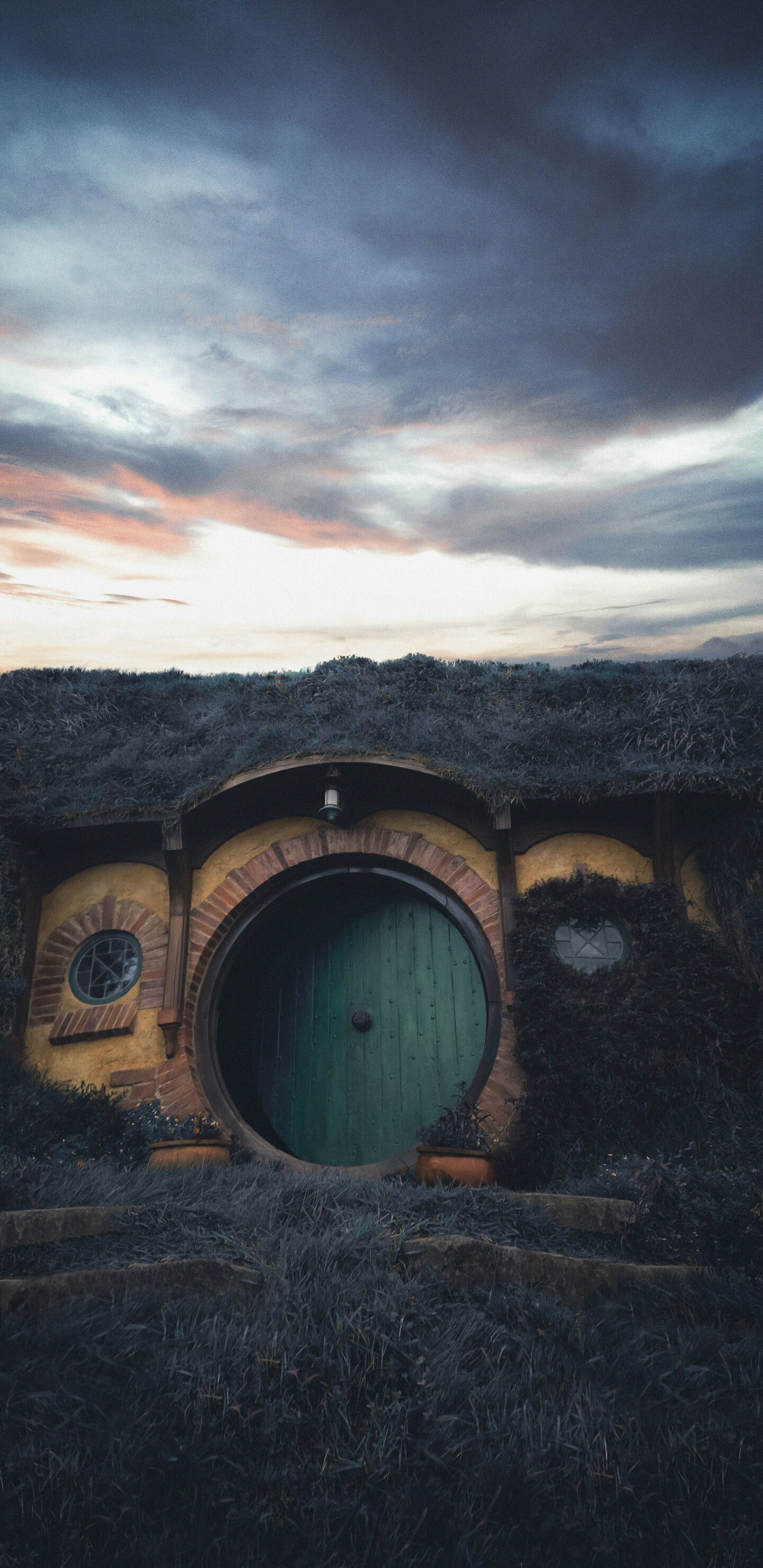 New Zealand: The Hobbiton Movie Set, located near Matamata, Landmark. 1440x2960 HD Wallpaper.