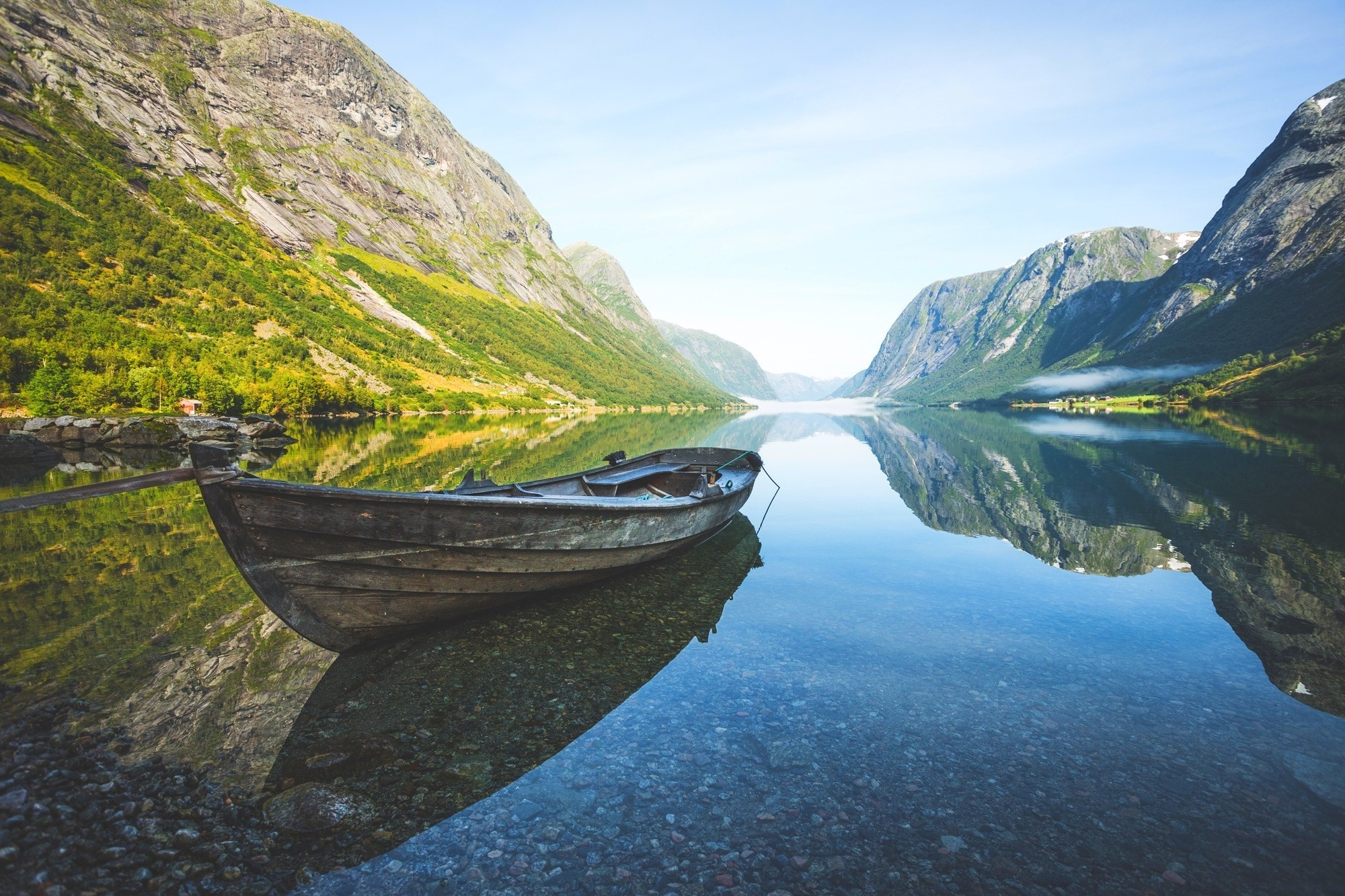 Nature's calmness, Fjord reflections, Summer bliss, Misty Norwegian landscapes, 2000x1340 HD Desktop