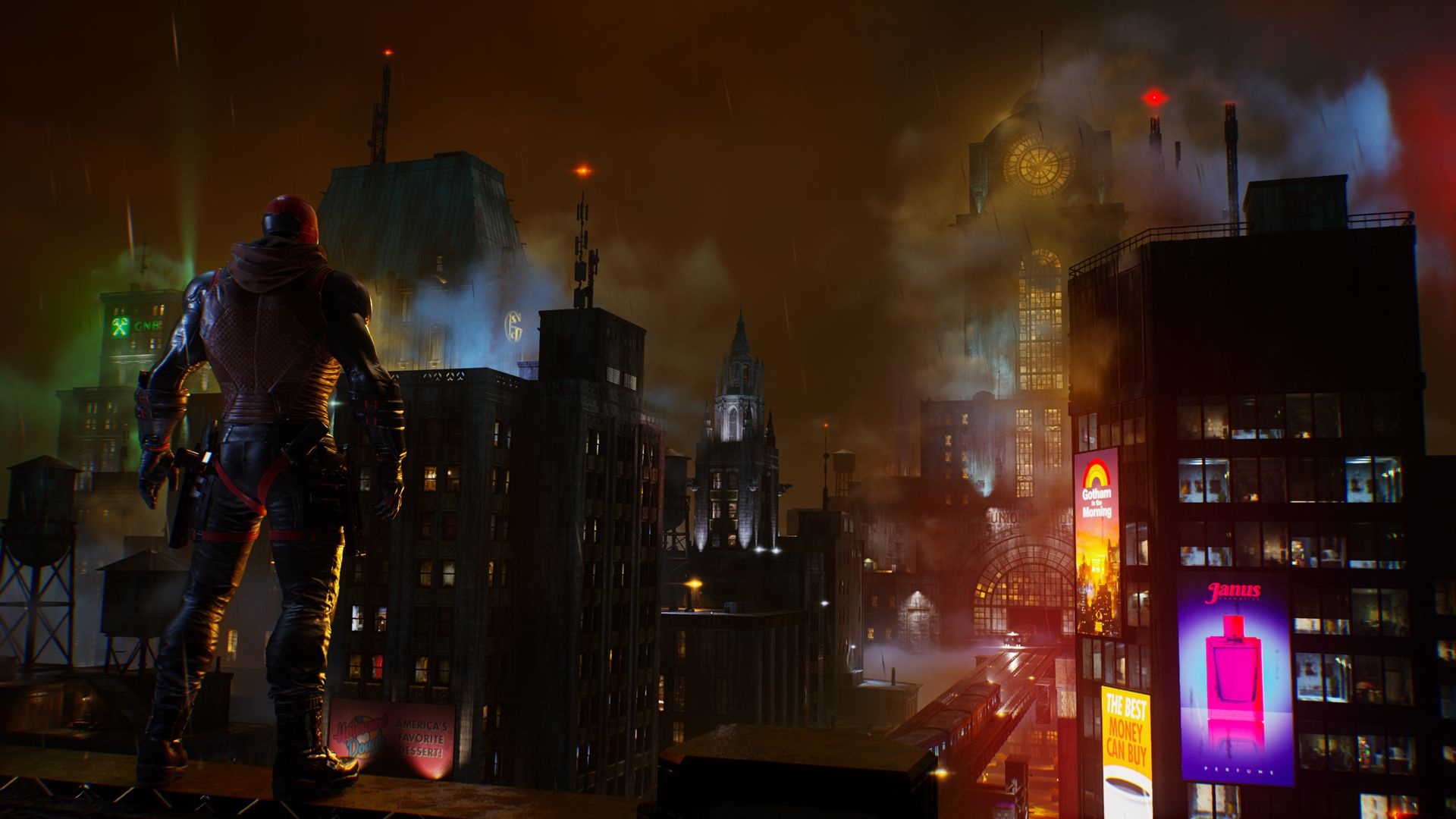 Gotham Knights (Game): Red Hood, Jason Todd, The Batman Family, Noirish city. 1920x1080 Full HD Background.