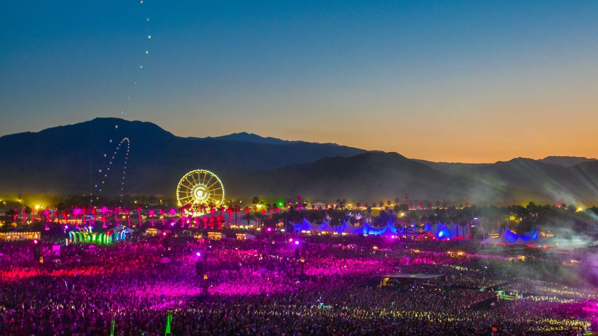 Coachella: The festival has been headlined by some of the biggest names in music, including Beyonce, Eminem, Muse, and Radiohead. 1920x1080 Full HD Background.