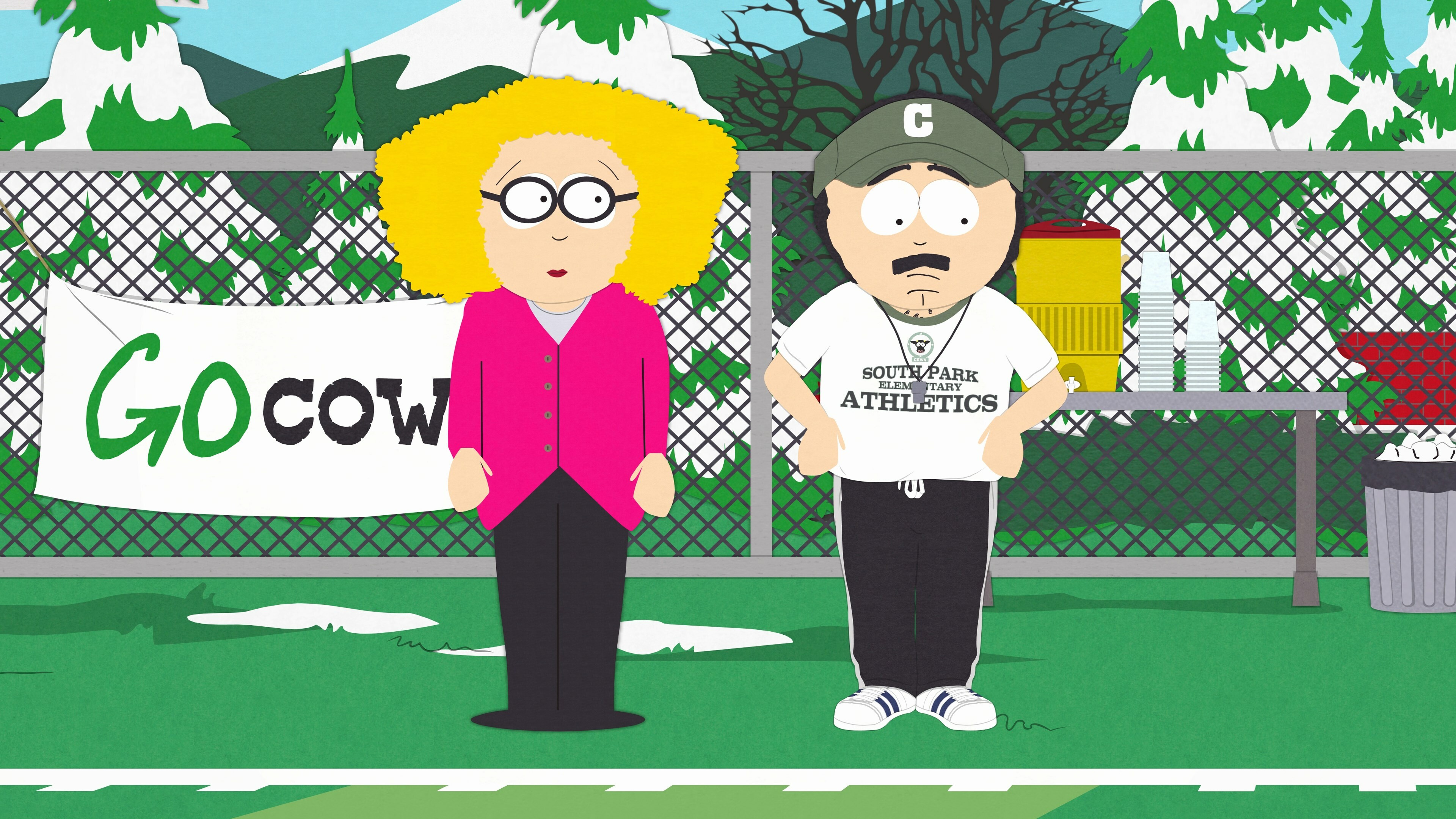 South Park: Randy Marsh and Principal Victoria, Comedy Central. 3840x2160 4K Background.