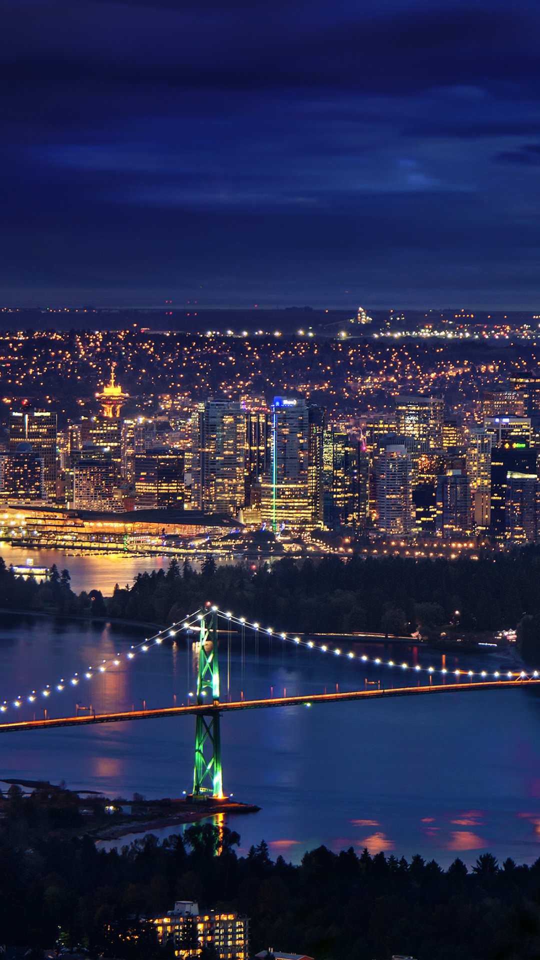 Images of downtown Vancouver, Canada, Nighttime city bridges, Urban landscapes, Striking views, 1080x1920 Full HD Phone