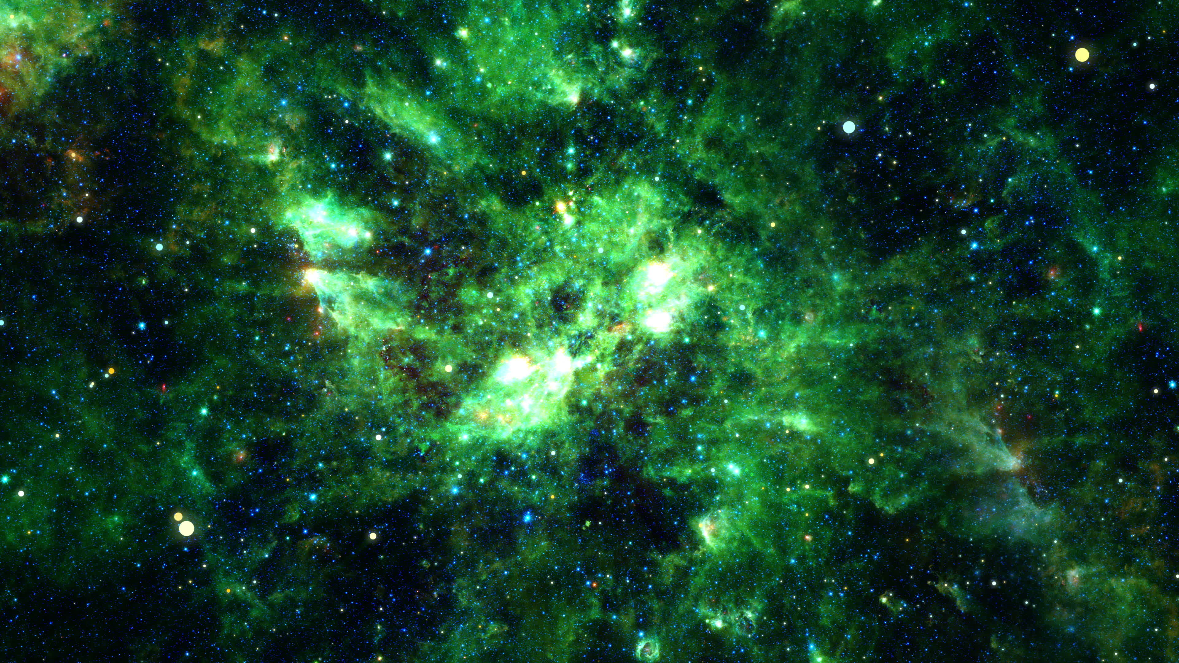 Green Nebula: A distinct luminescent part of the interstellar medium, Deep Space. 3840x2160 4K Wallpaper.