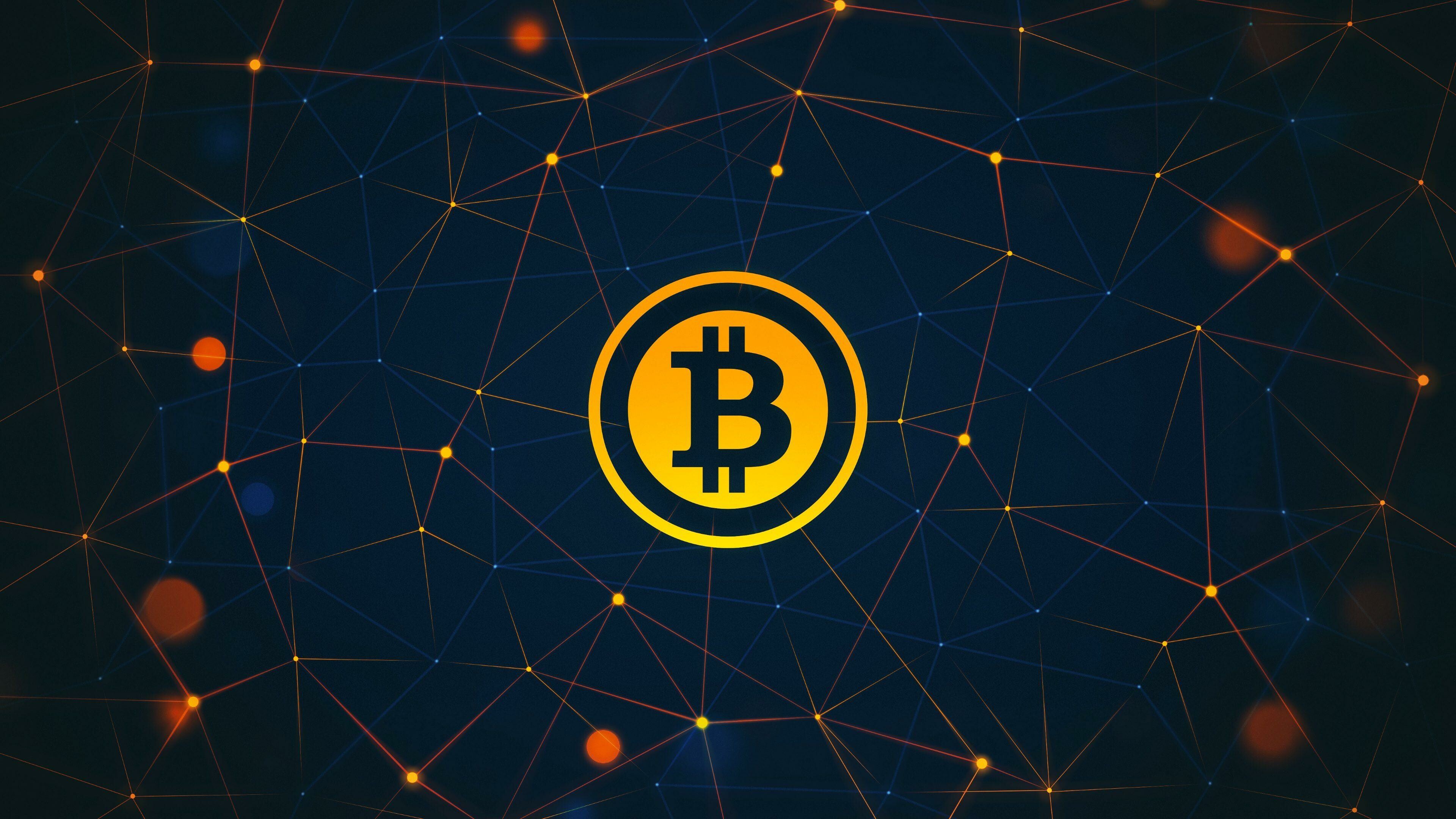 Bitcoin: A type of digital currency, BTC. 3840x2160 4K Wallpaper.