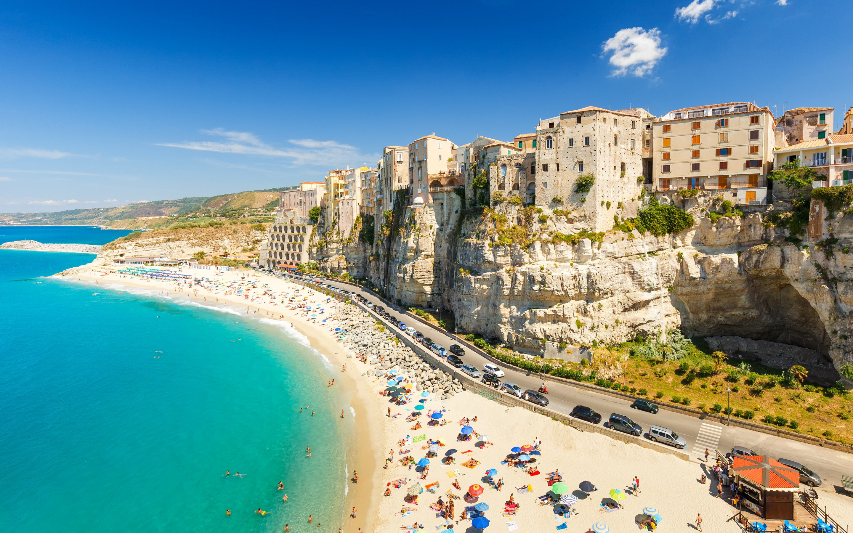 Tropea coast resort, Mediterranean sea, Calabria, Visuals, 2880x1800 HD Desktop