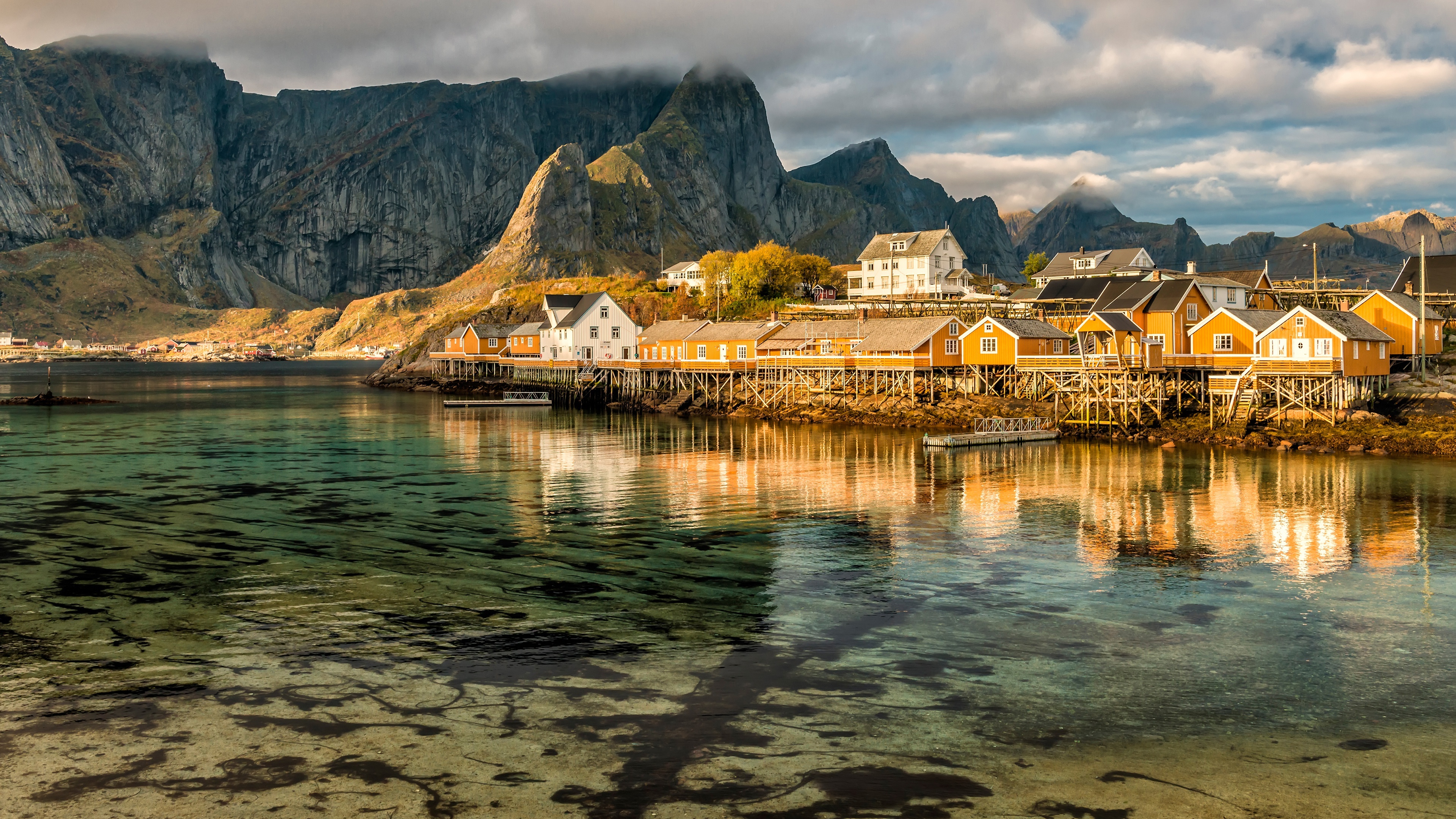 Norwegian village, Stunning scenery, Landscape charm, Tranquil beauty, 3840x2160 4K Desktop