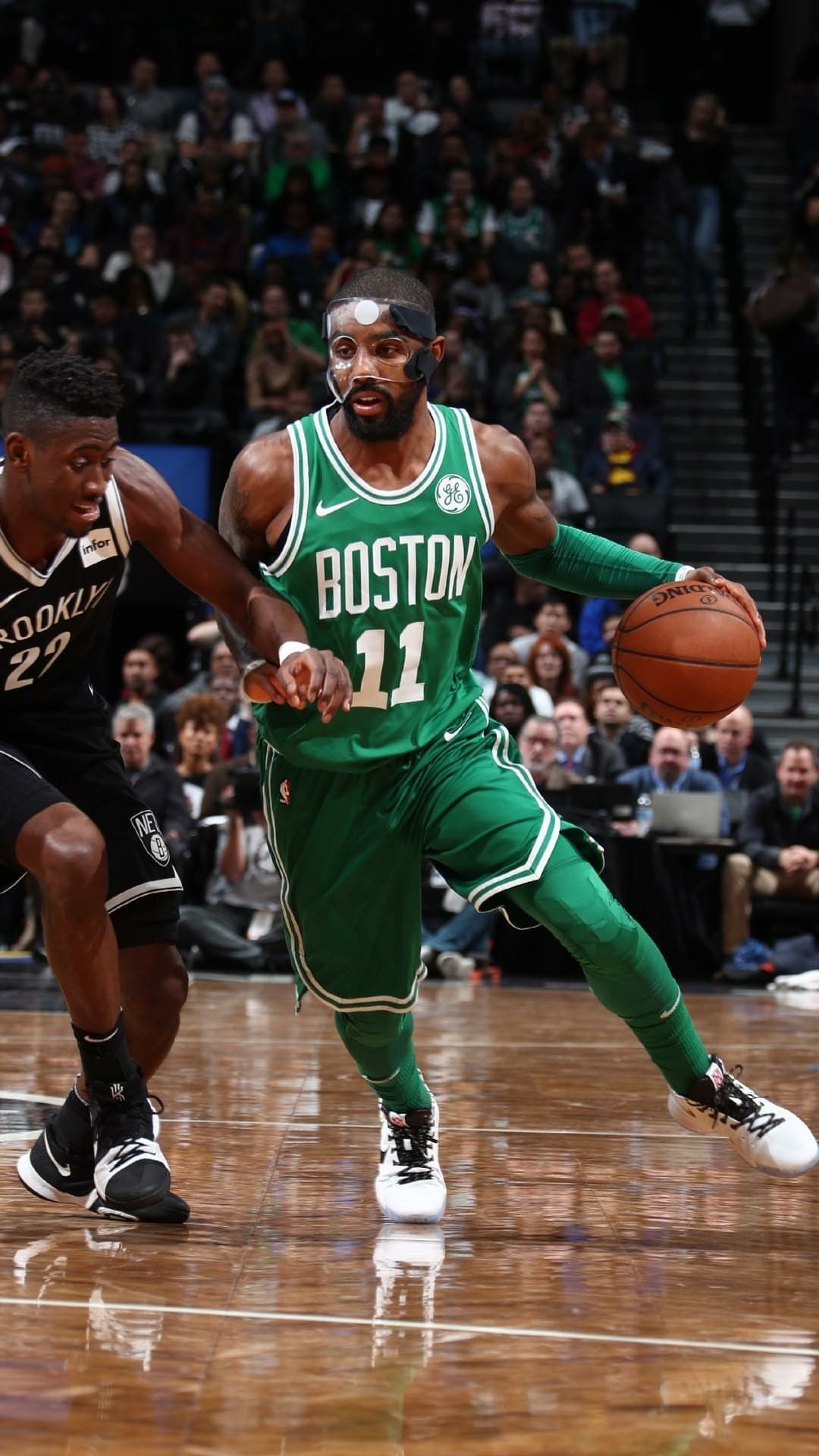 Boston Celtics, Kyrie Irving masked, NBA basketball, 1080x1920 Full HD Handy