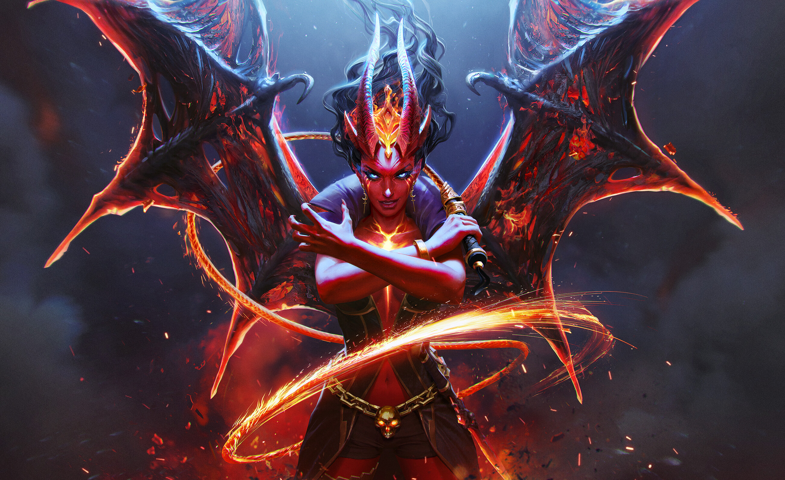 Dota 2: Arcana, Queen of Pain, Blinks in to deal massive magical damage. 2600x1590 HD Background.