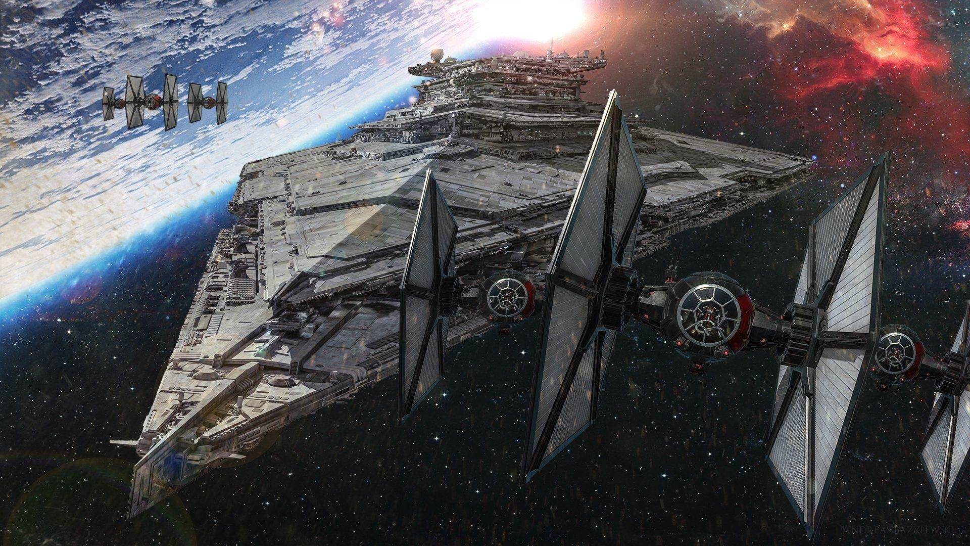 Star Wars: Venator-class Star Destroyer, A versatile capital ship capable of serving as both a combatant in ship-to-ship naval warfare and a starfighter carrier. 1920x1080 Full HD Wallpaper.