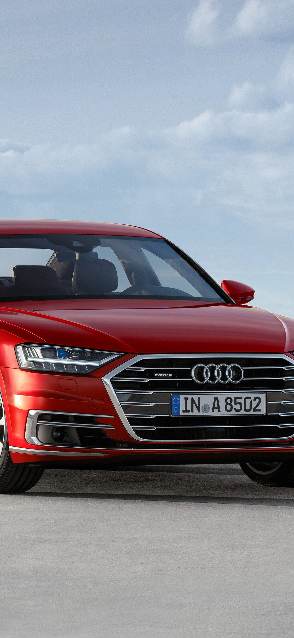 Audi A8: A 5 seater sedan, Comes with a turbocharged V6 engine. 1130x2440 HD Background.