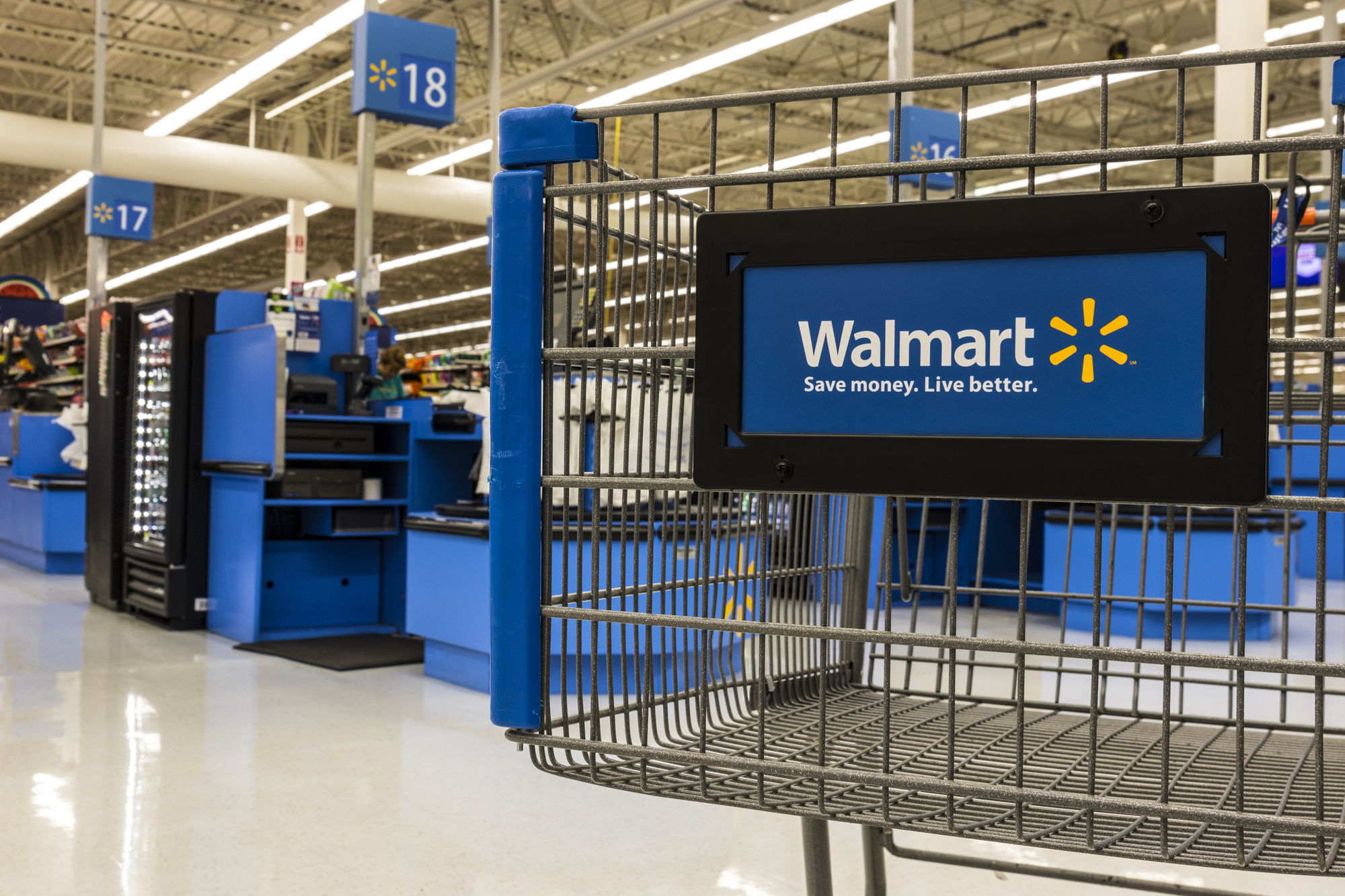 Walmart: A shopping cart, The company offering an assortment of merchandise and services at everyday low prices. 2000x1340 HD Wallpaper.