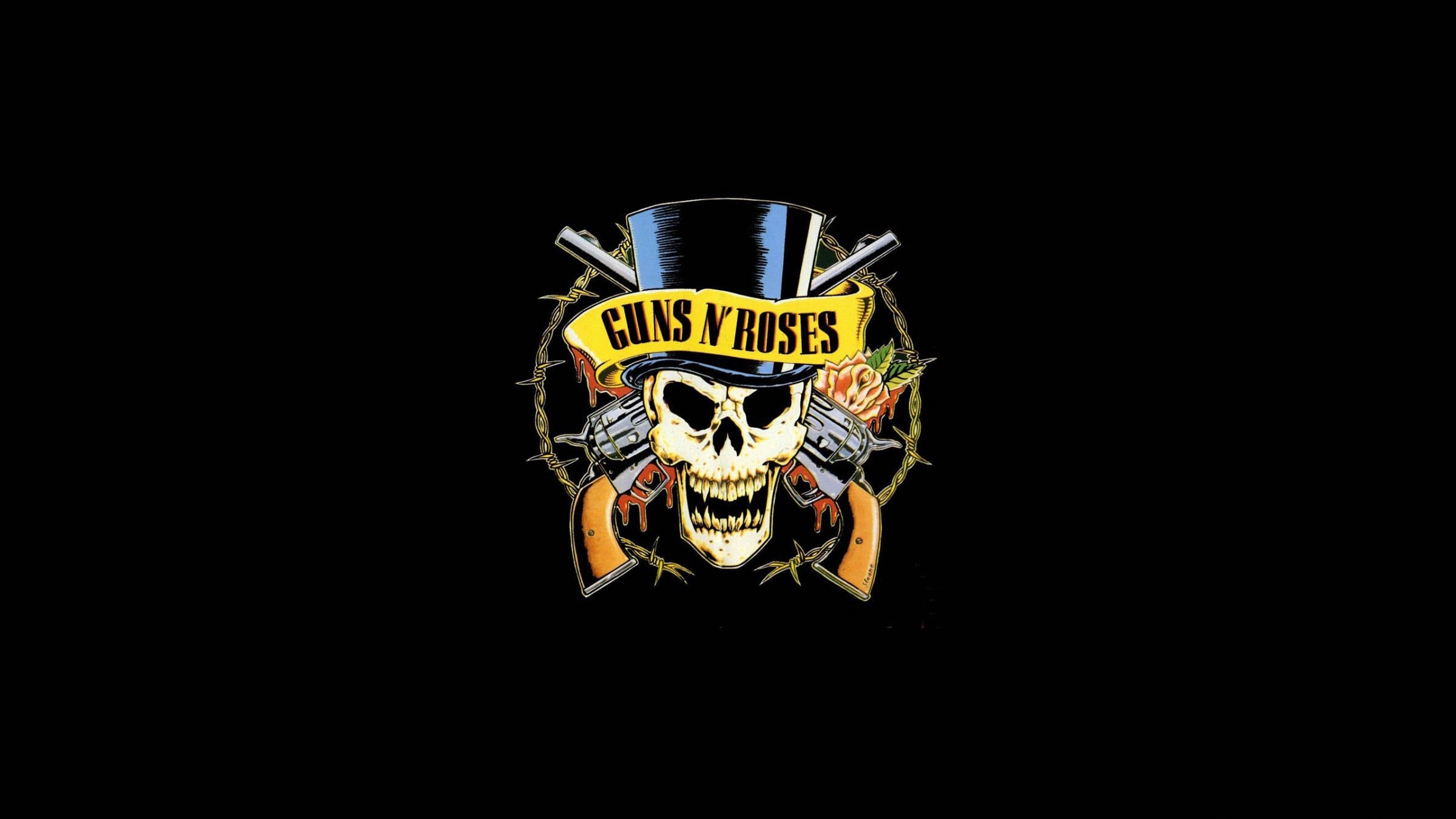 Guns N Roses, Dark Skull, Weapon, Rock Poster, 2400x1350 HD Desktop