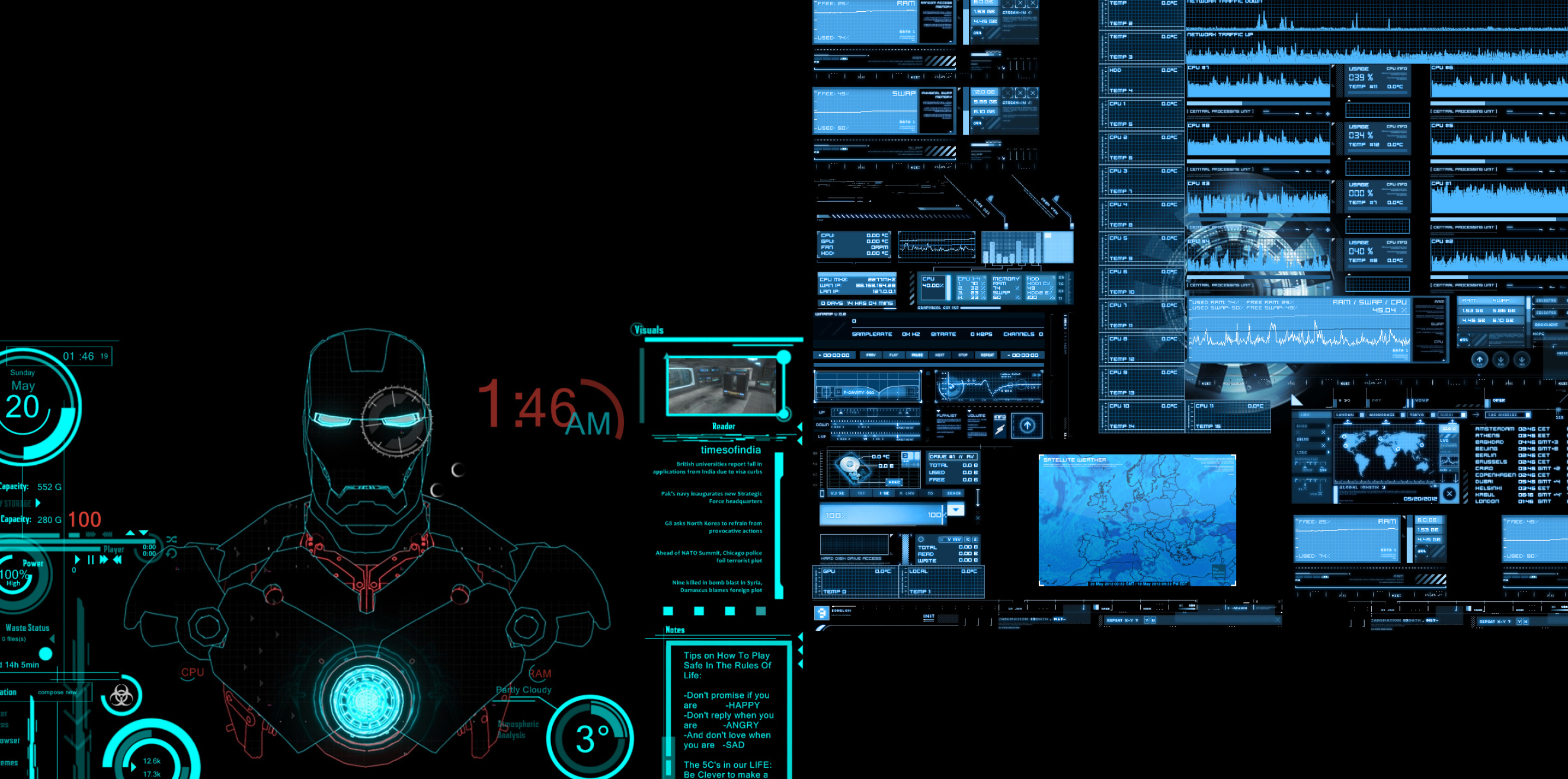 Jarvis, Iron Man's AI, Futuristic technology, Movies, 2650x1320 Dual Screen Desktop