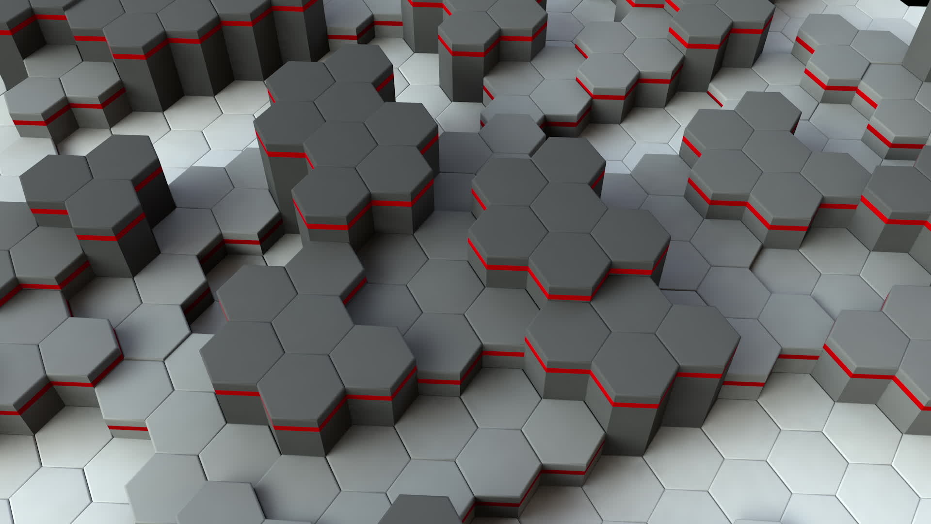 White and red, Hexagon background, 3D video, Striking visuals, 1920x1080 Full HD Desktop