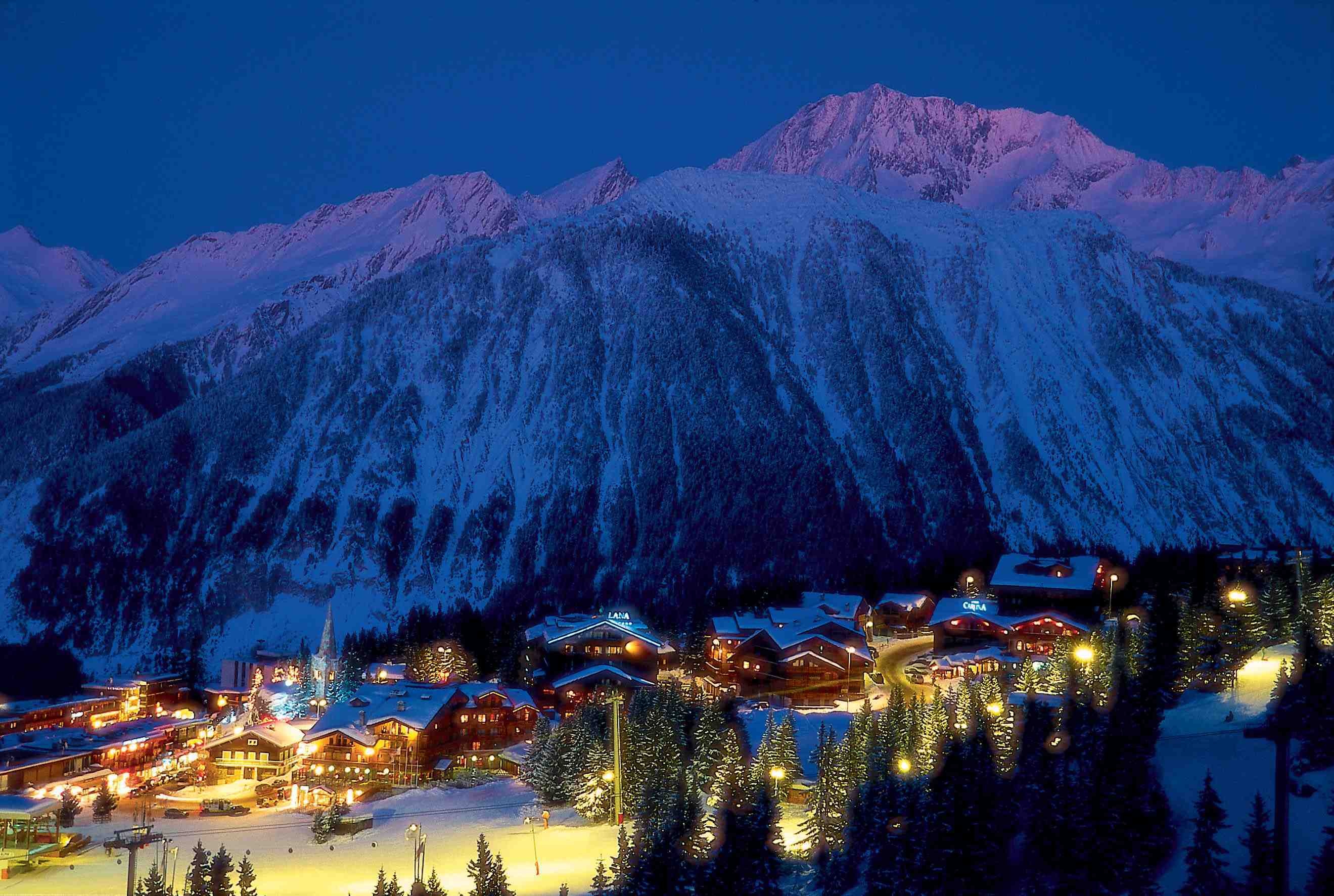 Courchevel travels, Ski mountain, Night wallpapers, Stunning backgrounds, 2640x1780 HD Desktop