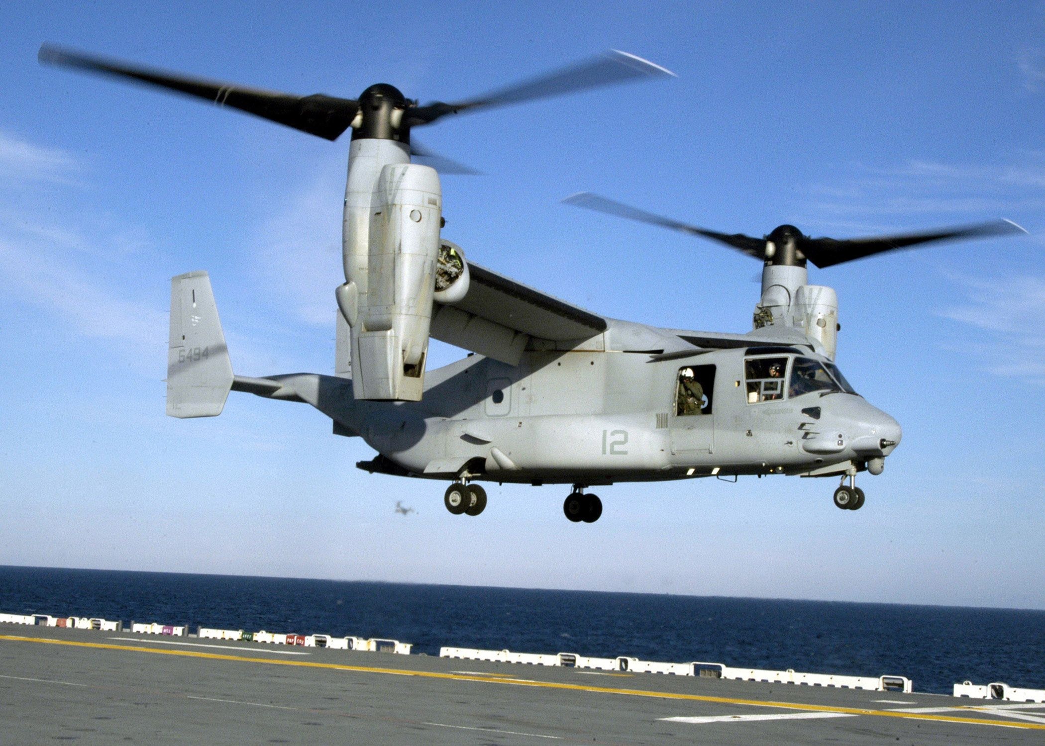 V-22 Osprey, Carrier hover landing, Osprey helicopter, US Marine Corps, 2100x1500 HD Desktop