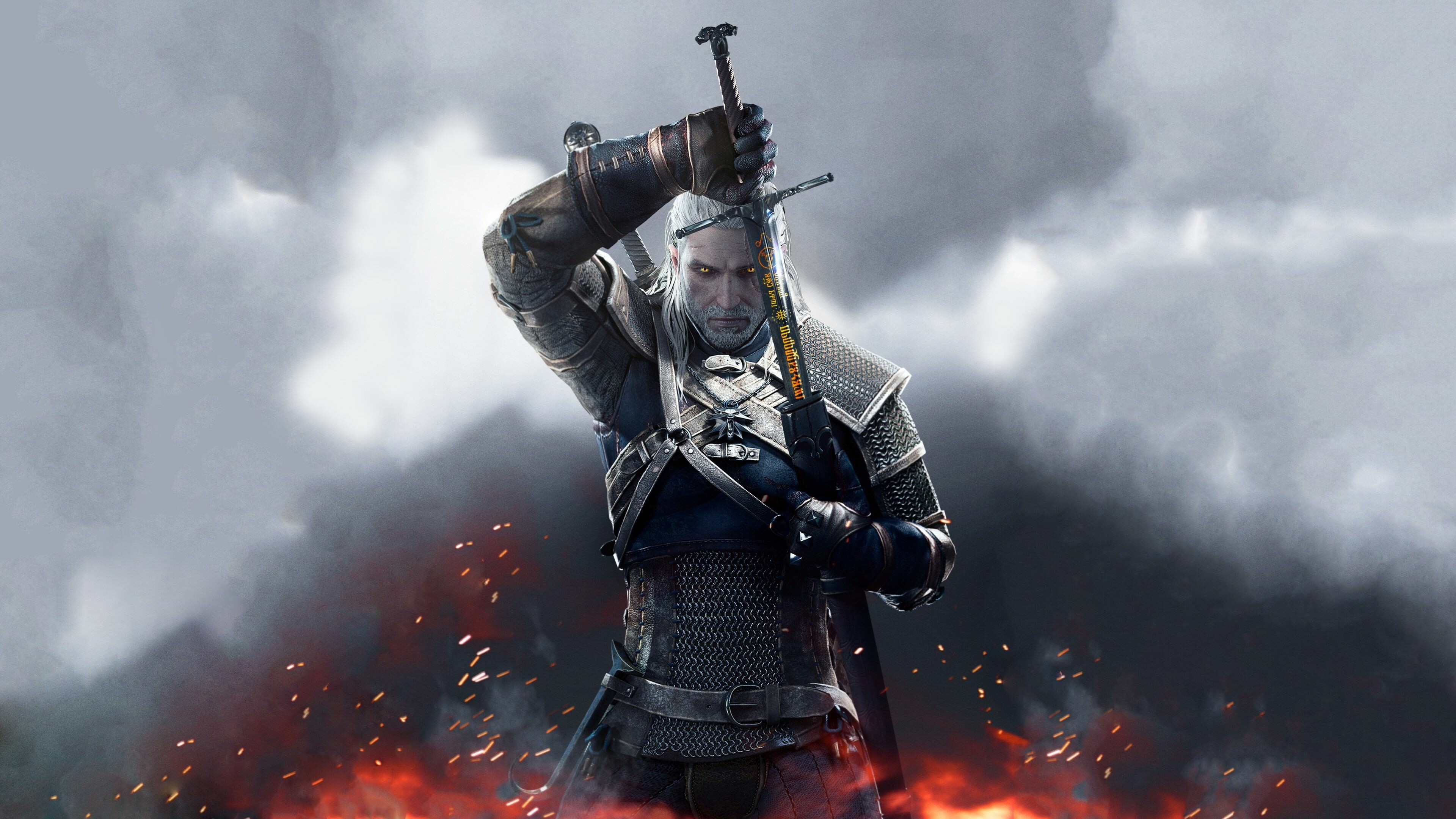 The Witcher (Game): A series of fantasy action role-playing games developed by CD Projekt Red. 3840x2160 4K Background.