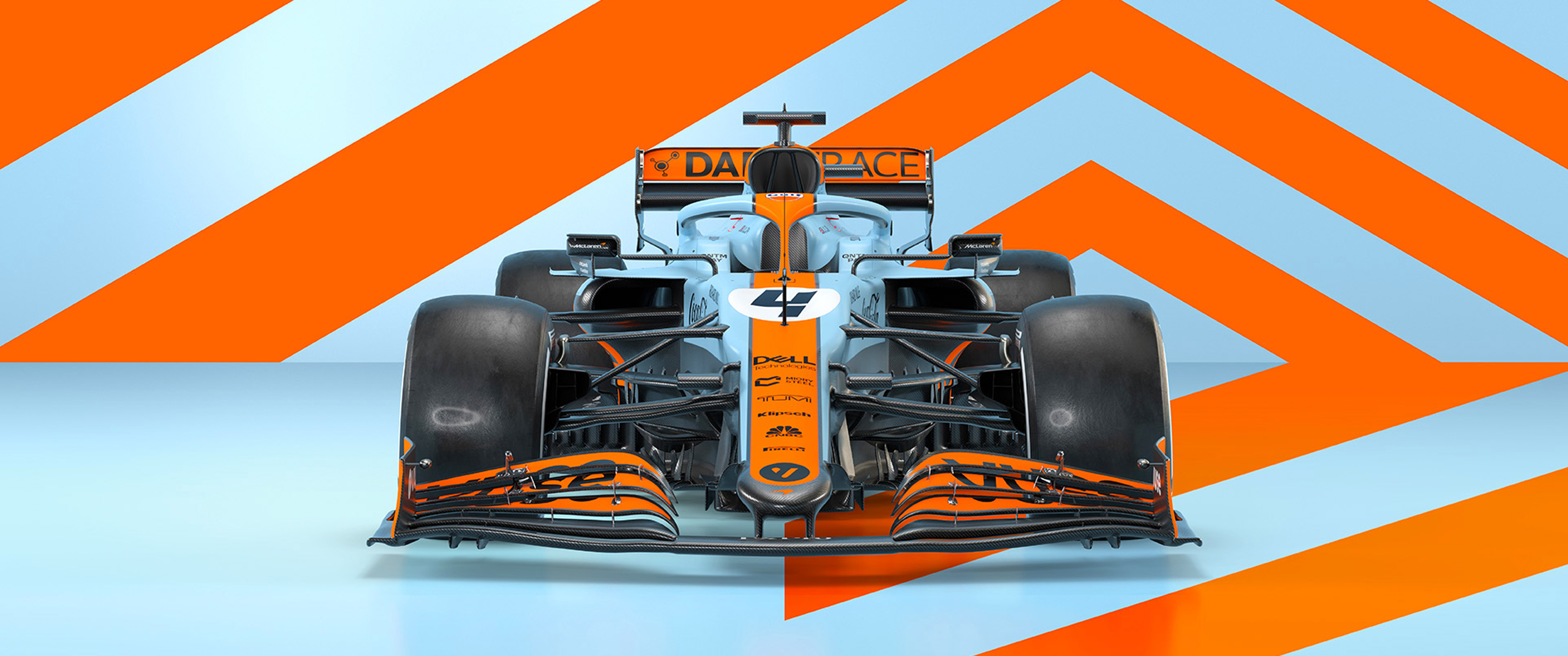 Formula 1: McLaren MCL35M, The 2021 championship, Livery. 3440x1440 Dual Screen Wallpaper.