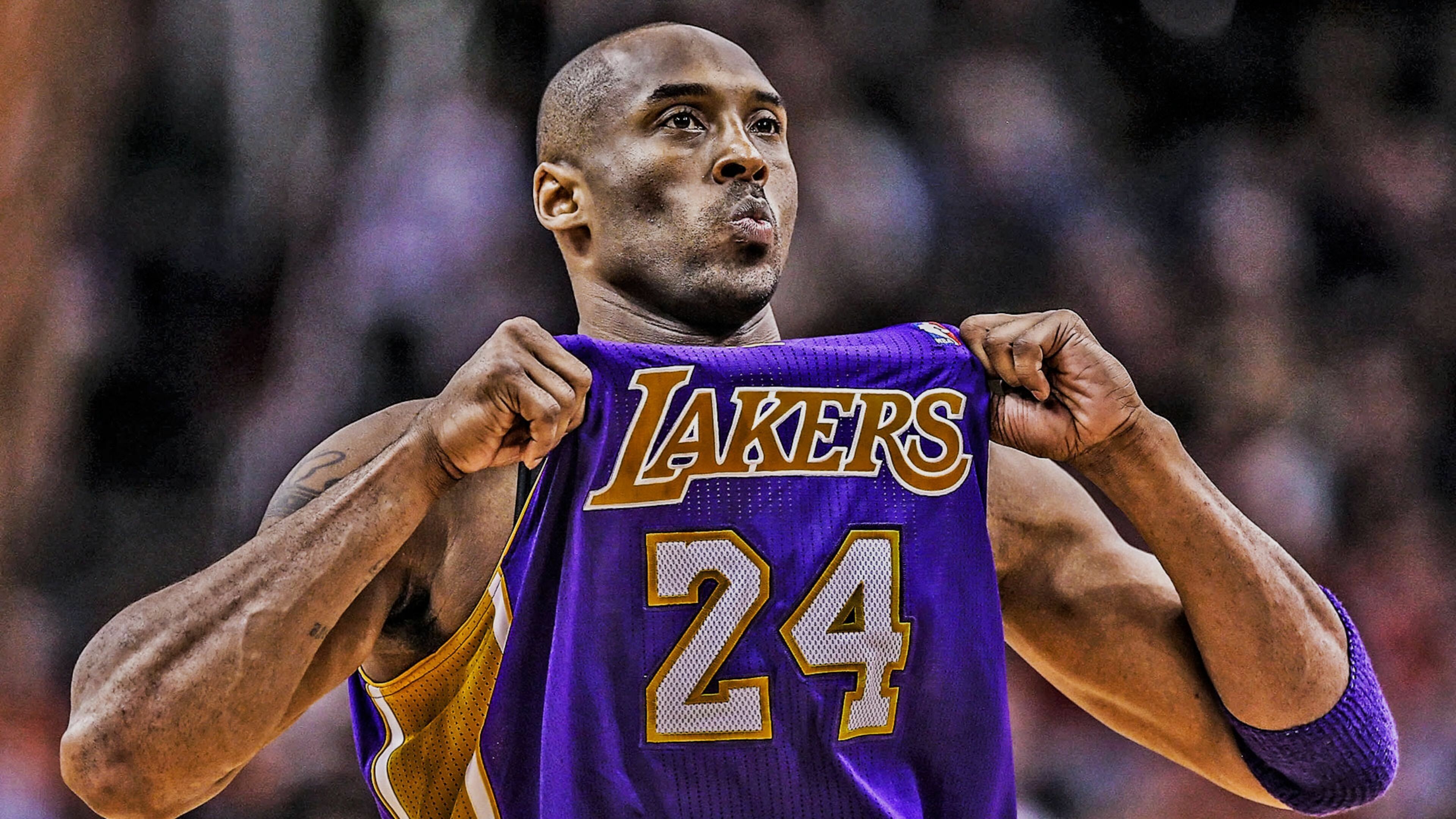 Kobe Bryant: A shooting guard, he spent his entire 20-year career with the Los Angeles Lakers. 3840x2160 4K Background.