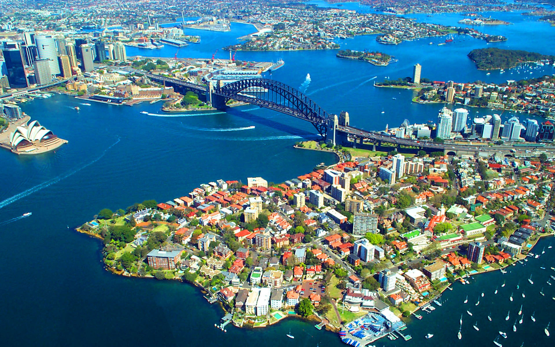 Sydney Harbor Bridge, Australia from the air, Desktop wallpaper, HD, 1920x1200 HD Desktop