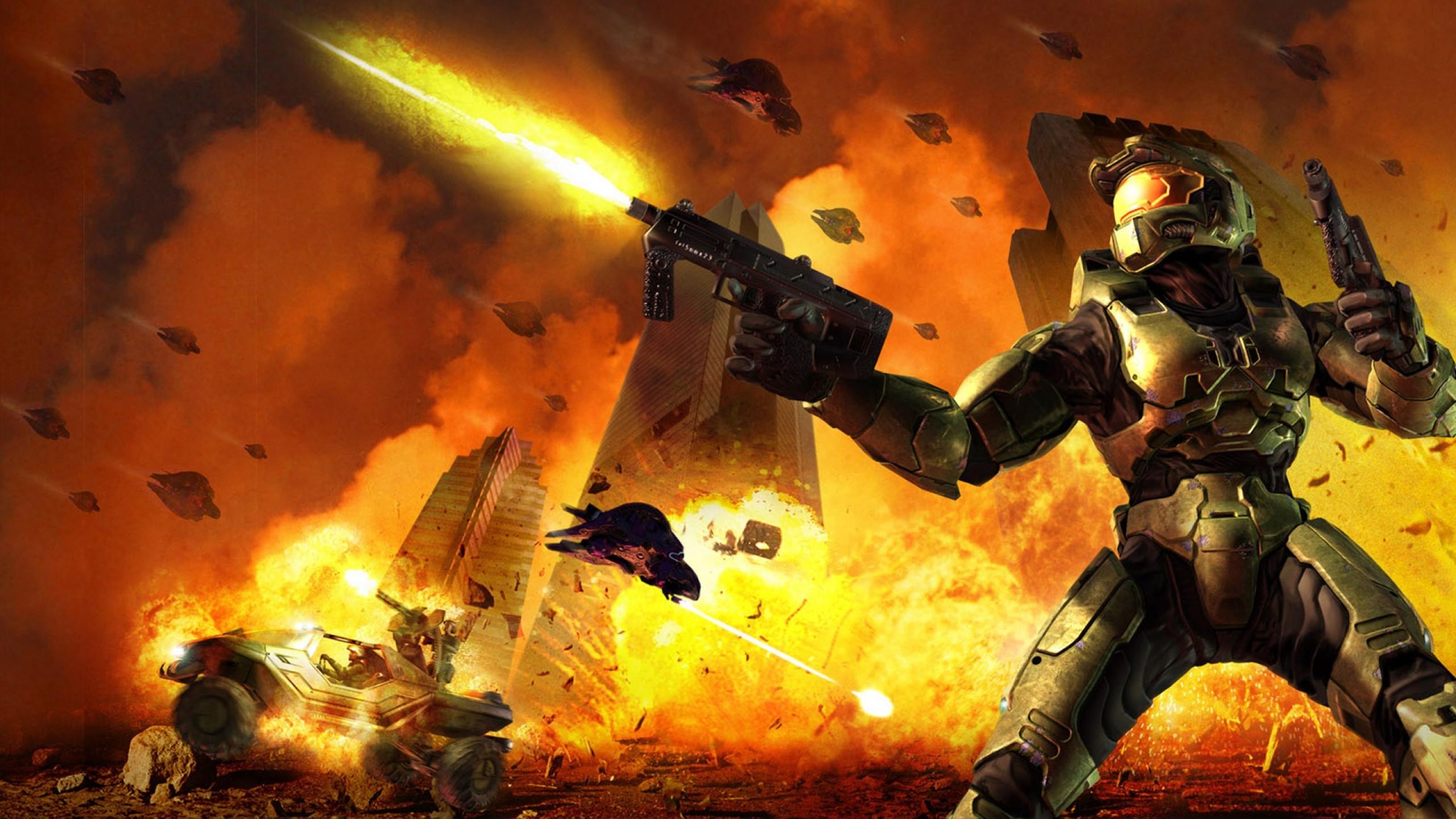 Halo 2 anniversary, Master Chief, Covenant battles, Sci-fi shooter, 2560x1440 HD Desktop