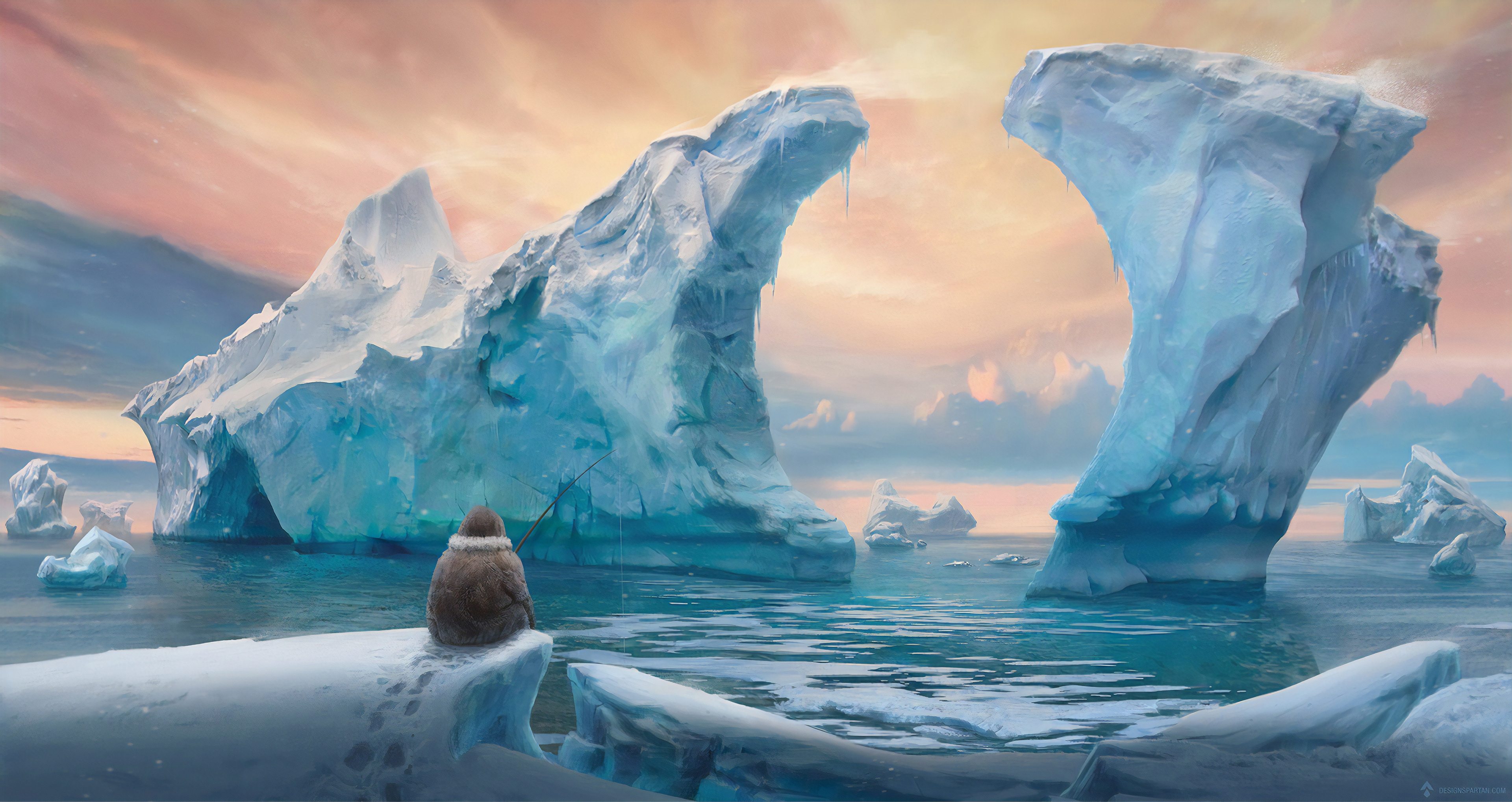 Arctic landscape, Ice Fishing Wallpaper, 3840x2040 HD Desktop