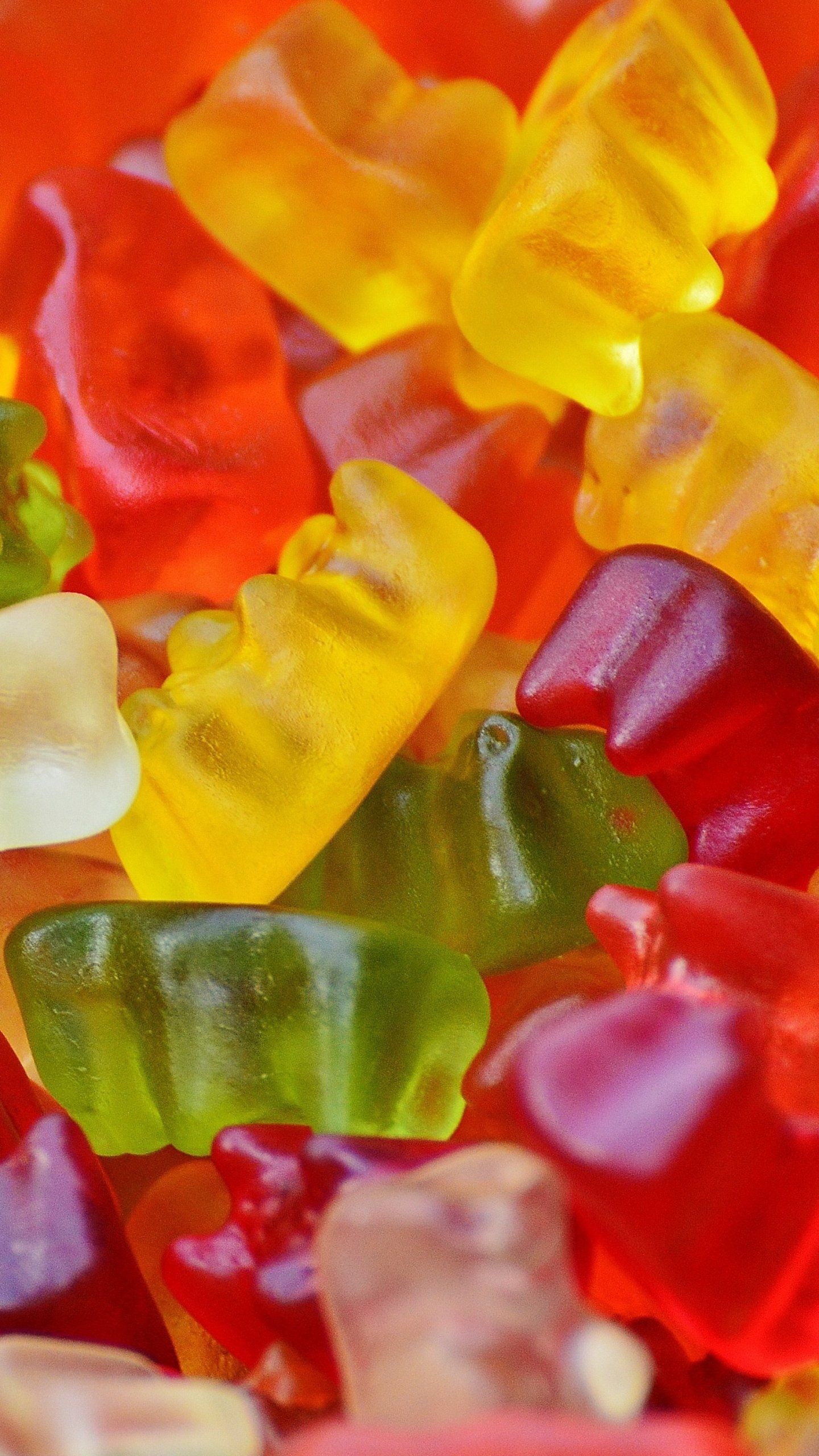 Gummy Bears, Vibrant wallpaper, Sweet candies, Mobile background, 1440x2560 HD Phone