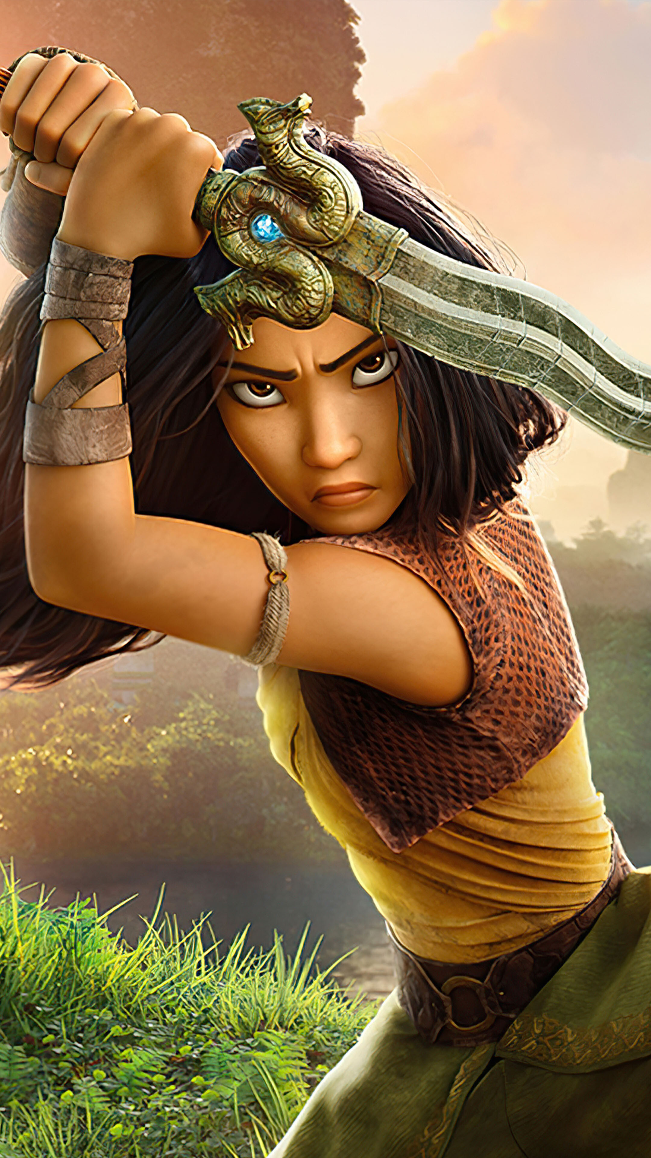 Raya and the Last Dragon: The titular protagonist of Disney's 2021 animated feature film. 2160x3840 4K Background.
