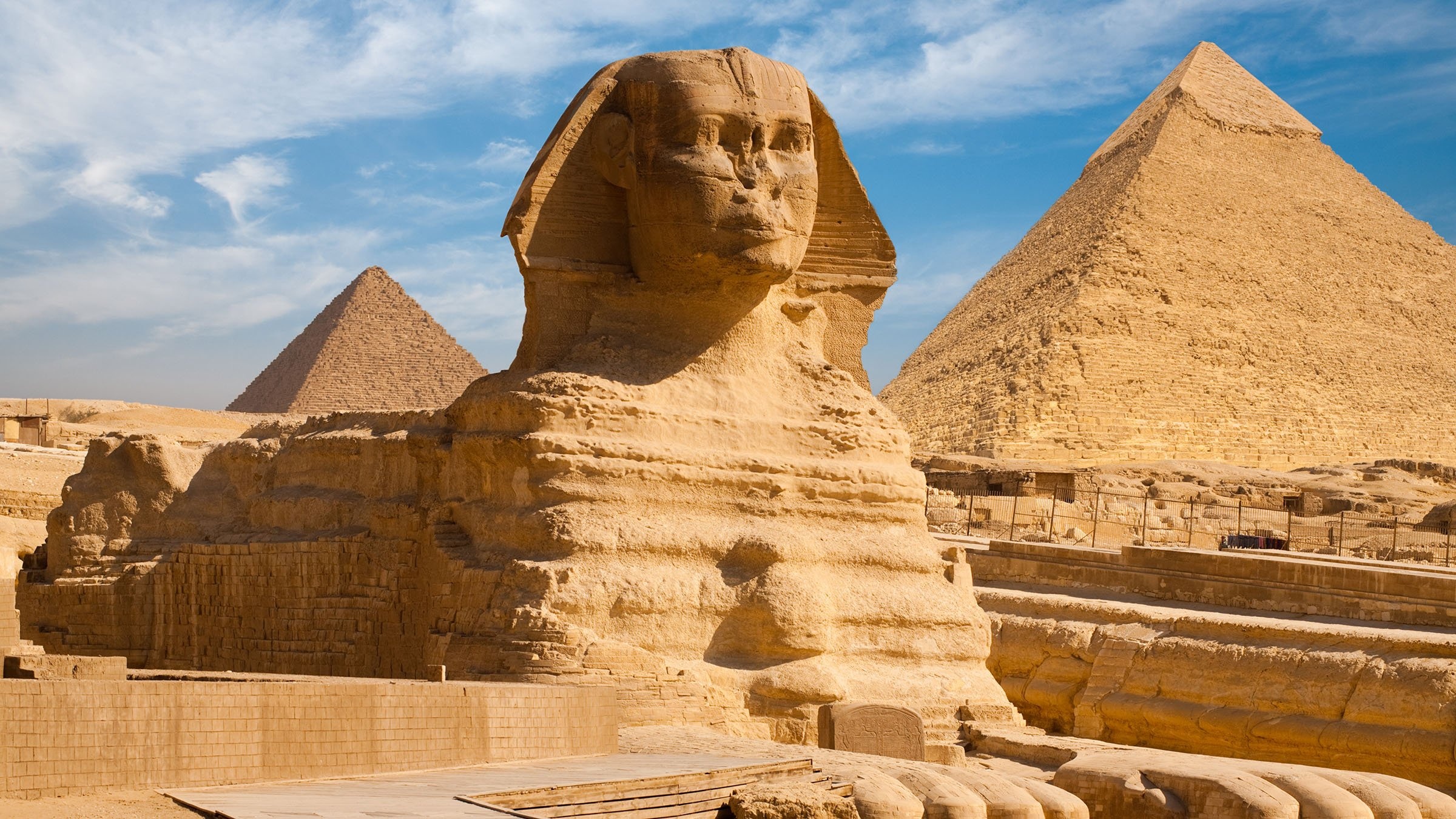 The Great Sphinx, Giza Egypt, Ancient Egyptian, Historical monument, 2400x1350 HD Desktop