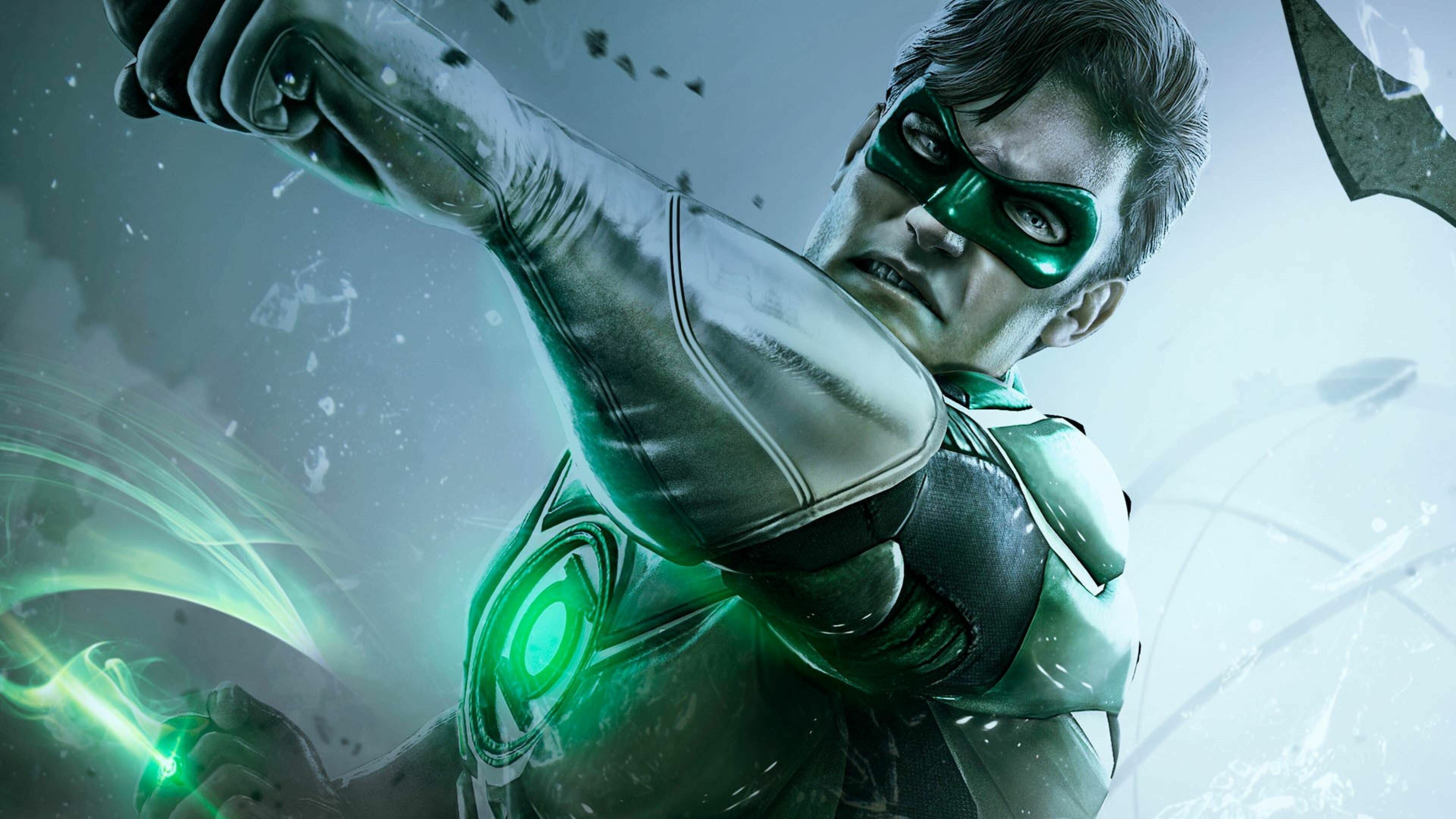 Green Lantern: Harold "Hal" Jordan, The tetartagonist of the Injustice series. 3840x2160 4K Wallpaper.