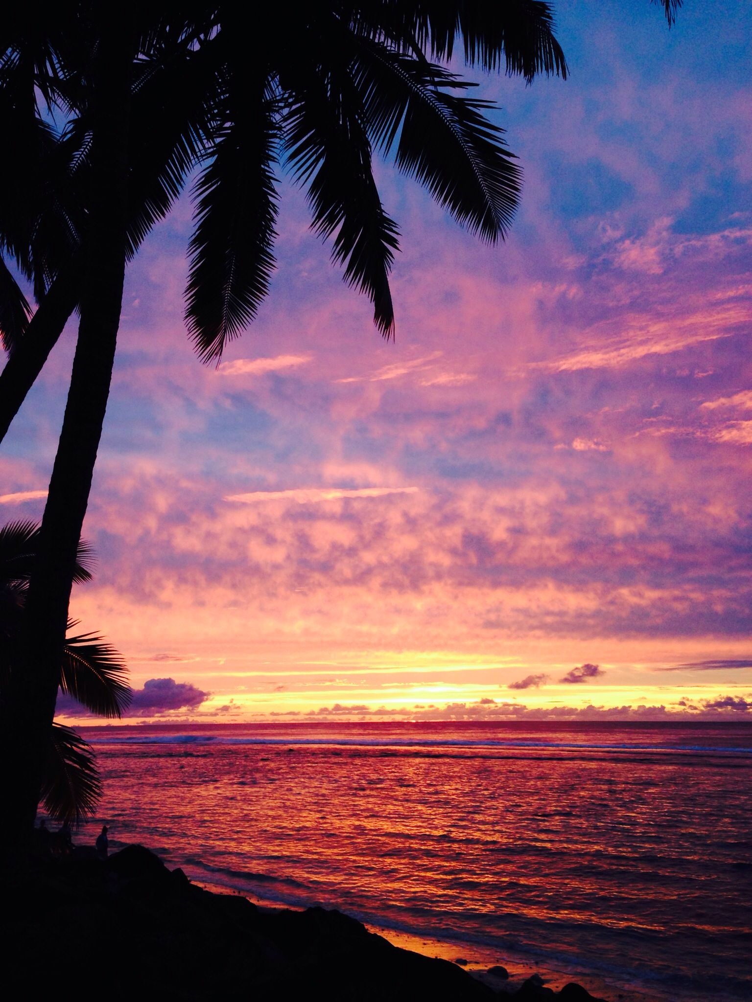 Rarotonga at sunset, Cook Islands, Cuitan Dokter, Beach scenery, 1540x2050 HD Phone