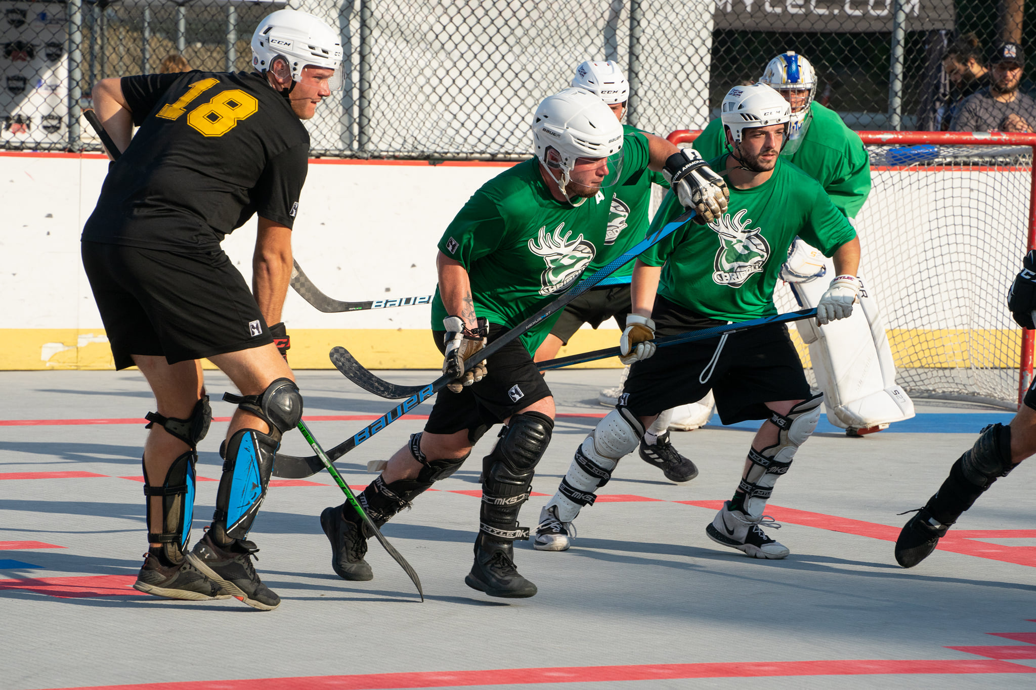 Ball Hockey: National Ball Hockey League, United States, Ten Players and Two Goalies, Sports equipment. 2050x1370 HD Background.