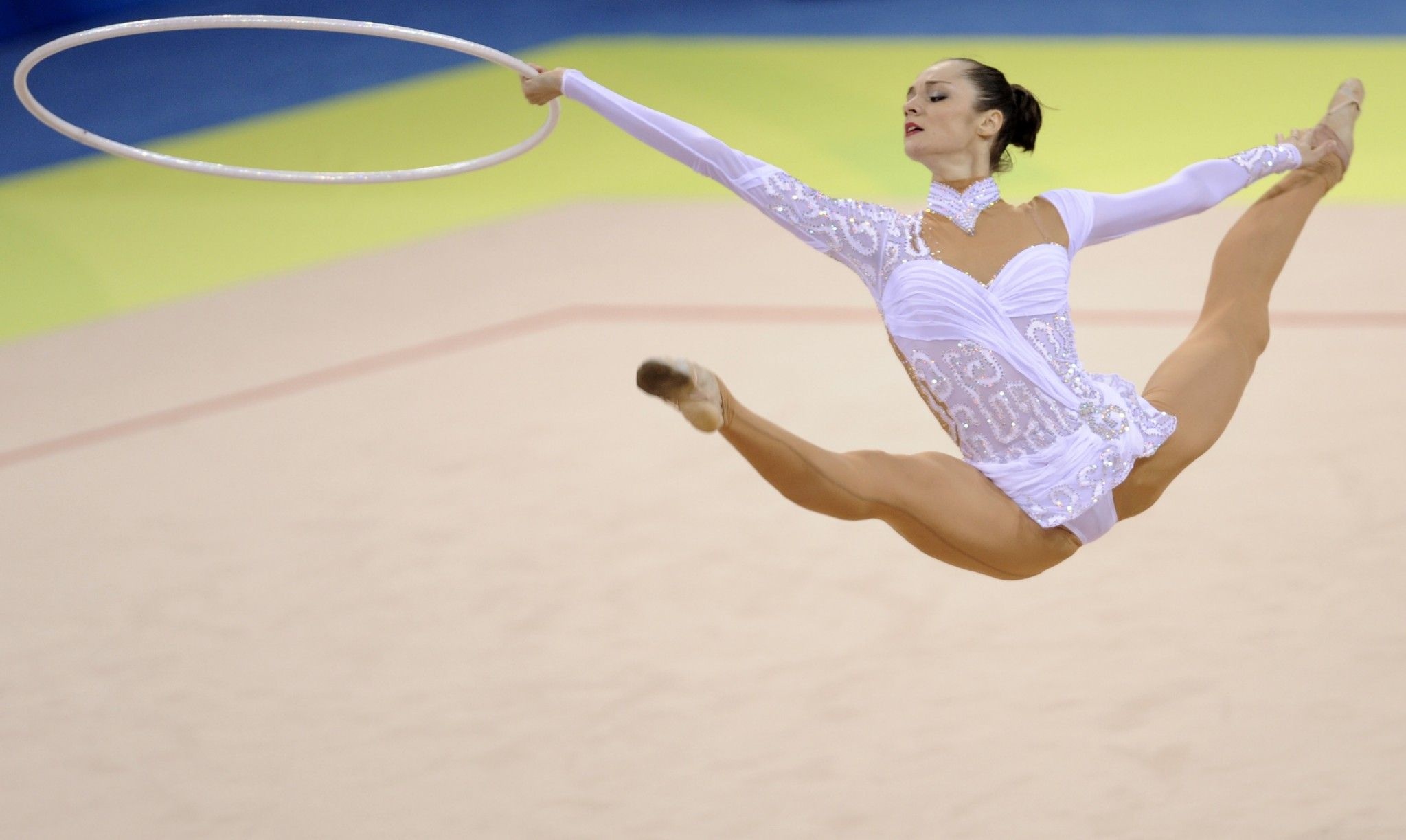 Rhythmic Gymnastics: Hanna Rizatdinova, The 2016 Olympic bronze medalist, A two-time World All-around medalist. 2050x1230 HD Background.