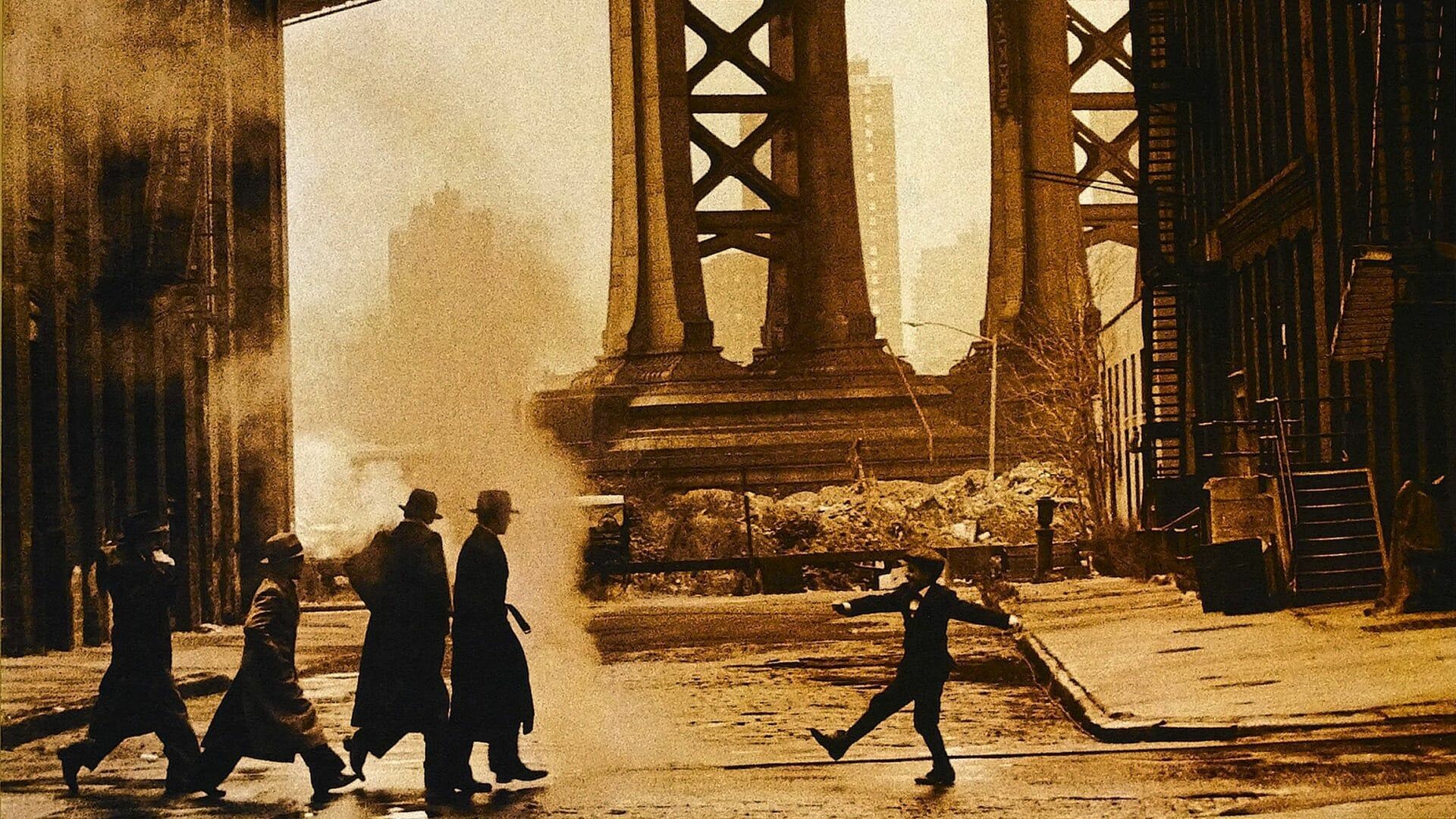 Once Upon a Time in America: The film explores themes of childhood friendships, love, lust, greed, with the rise of mobsters in American society. 1920x1080 Full HD Background.