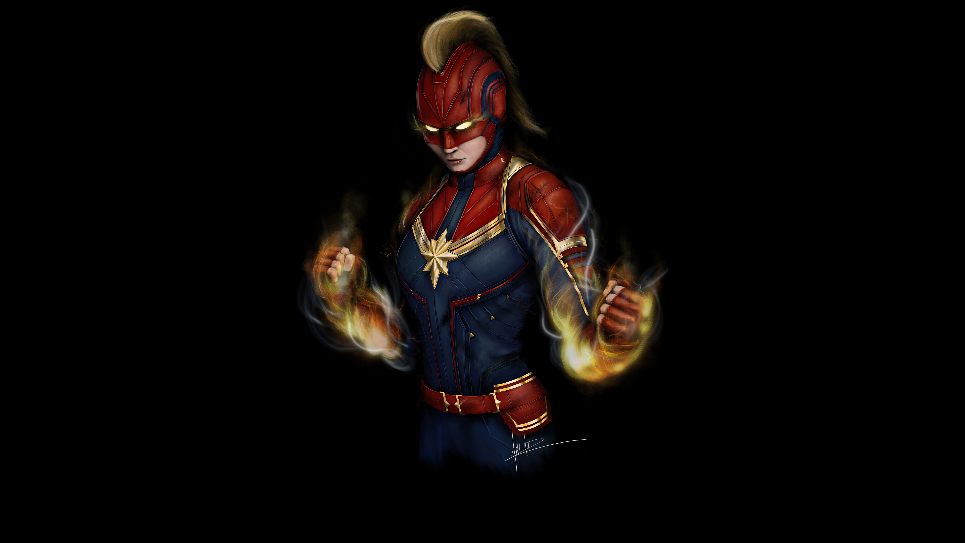 Captain Marvel: Loyal to the Kree Empire, Serves as a member of the Starforce. 3840x2160 4K Wallpaper.