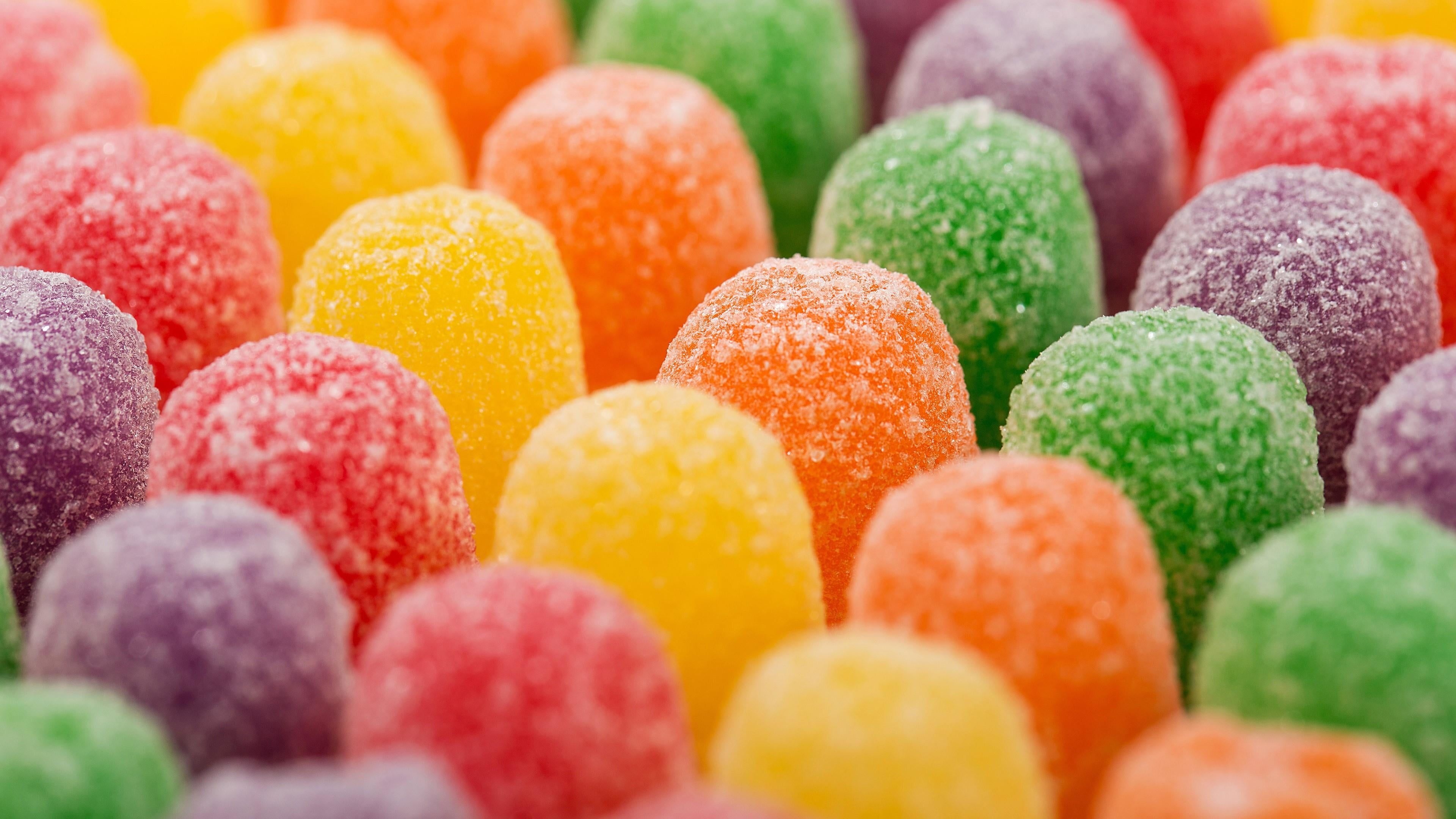 Colorful jelly candy, Sweet and chewy, Bursting with flavors, Fun and vibrant, 3840x2160 4K Desktop