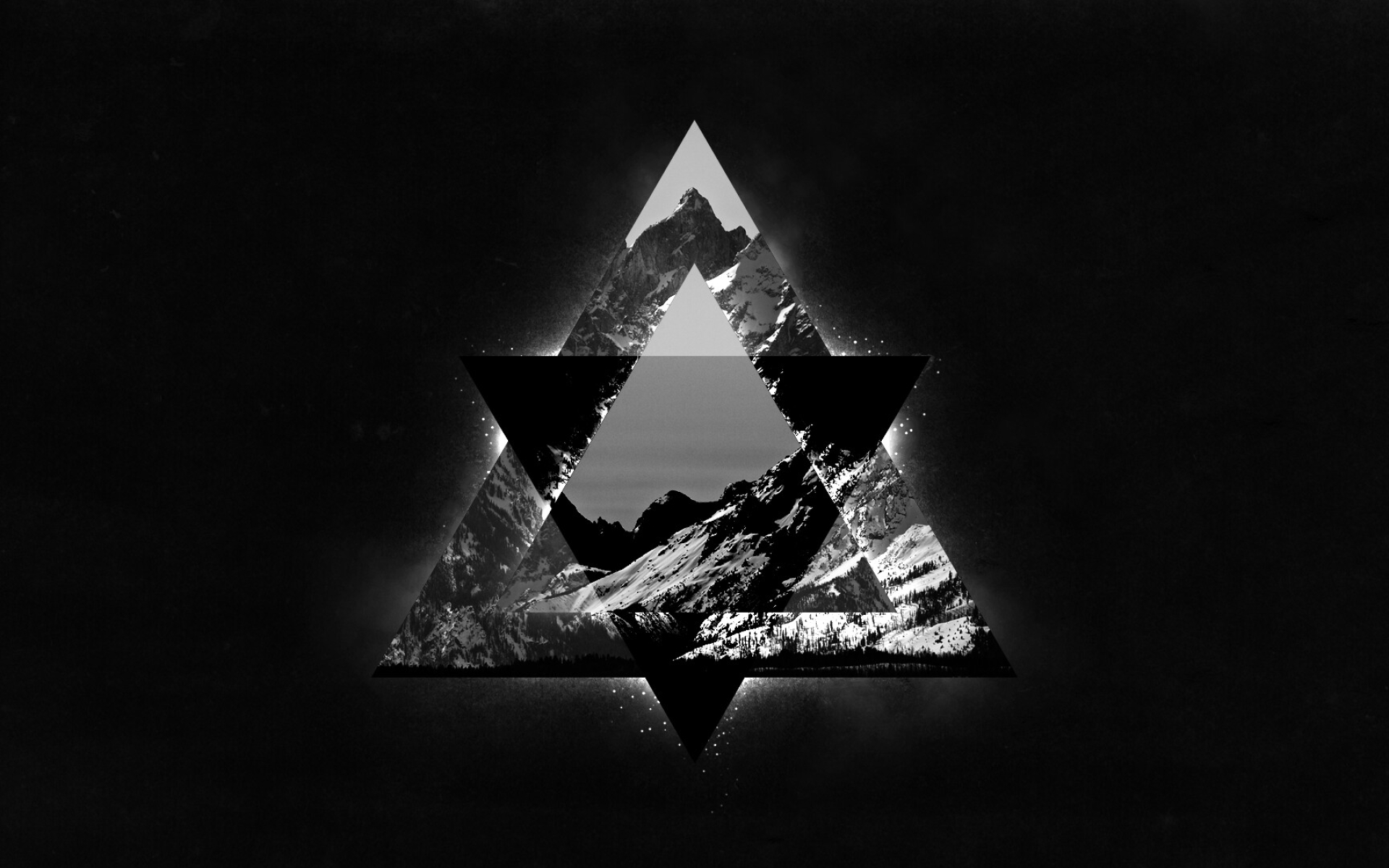 Triangle: Black and white David star, Mountain, Monochrome. 1920x1200 HD Wallpaper.