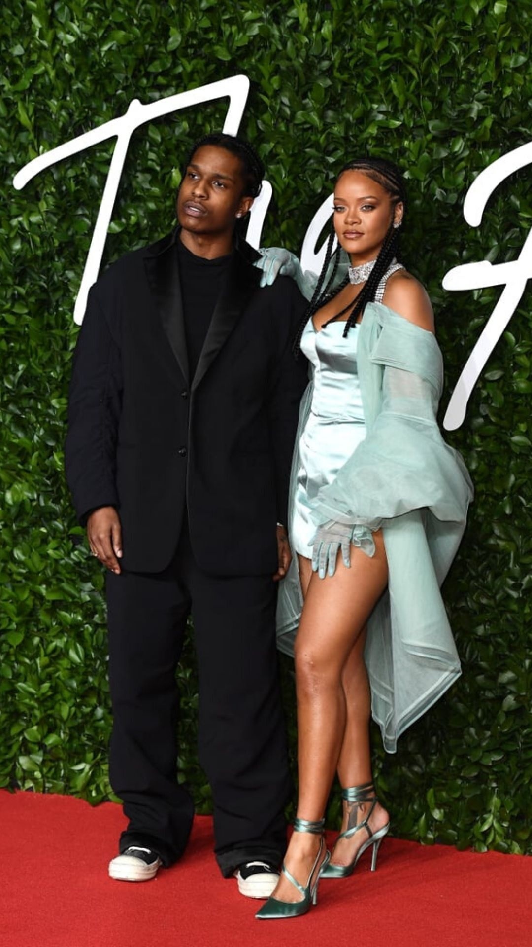Rihanna and ASAP Rocky: A sex symbol in the music industry, Red carpet, British Fashion Awards. 1080x1920 Full HD Background.