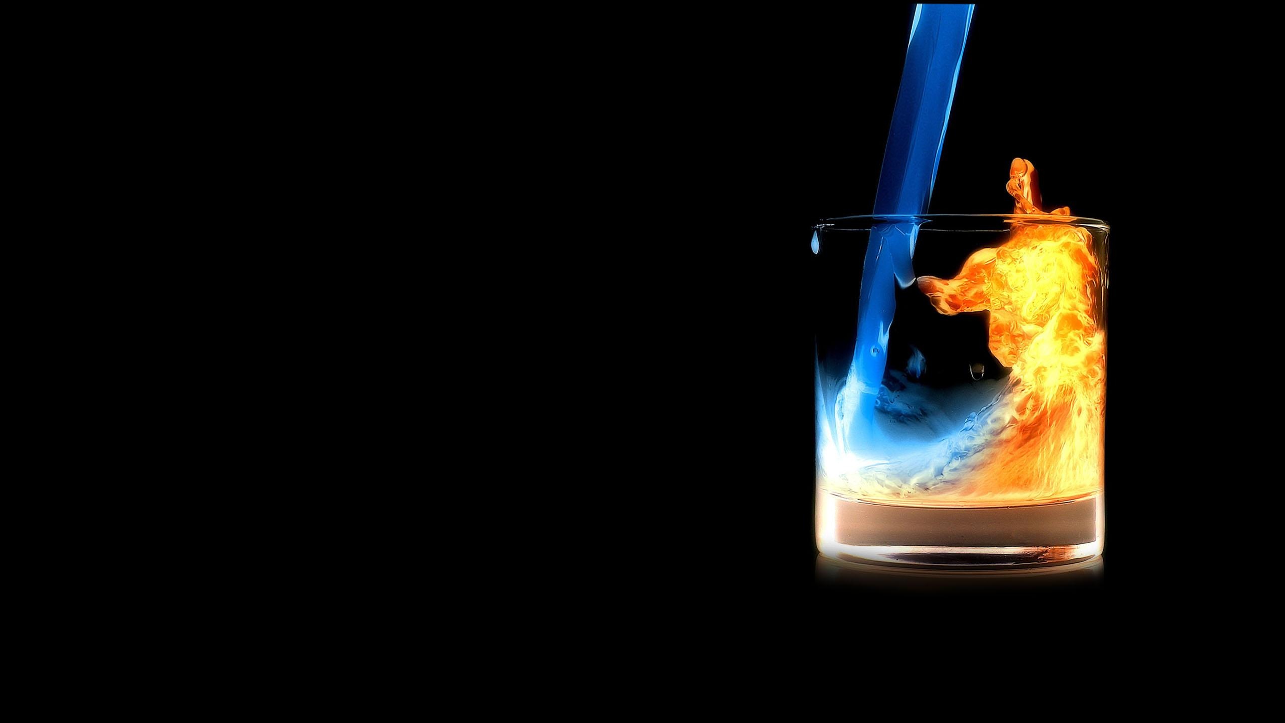 Fire water in glass, Sony Xperia XXZZ5 Premium HD wallpapers, Flame in glass visuals, Flame images, Fire wallpaper backgrounds, 2560x1440 HD Desktop