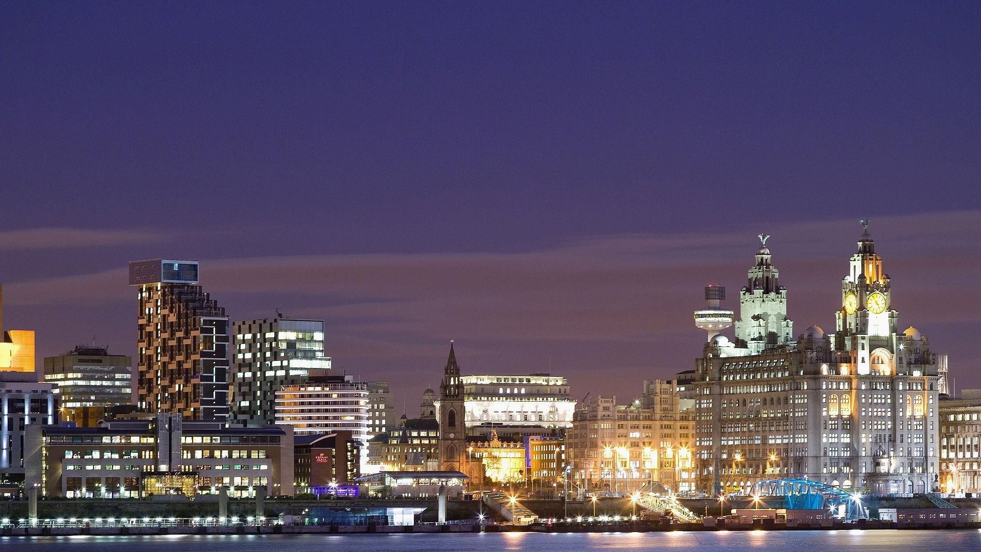 Liverpool Skyline, City landmarks, England city, Liverpudlian views, 1920x1080 Full HD Desktop