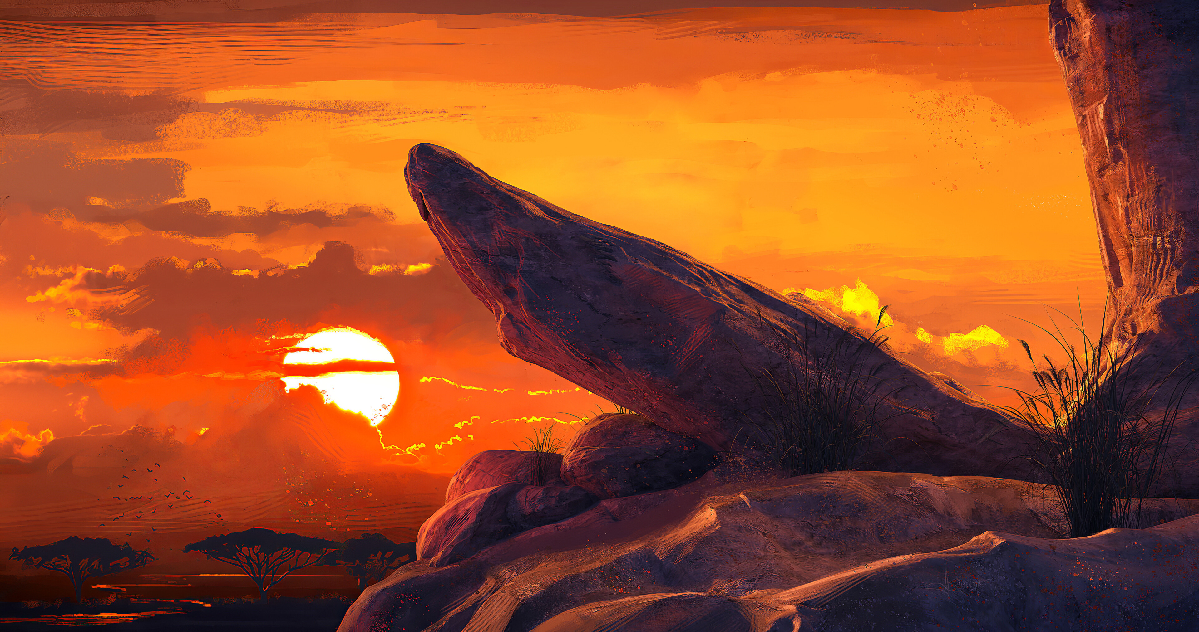 The Lion King: Pride Rock, A rock formation in the Pride Lands. 3840x2030 HD Wallpaper.