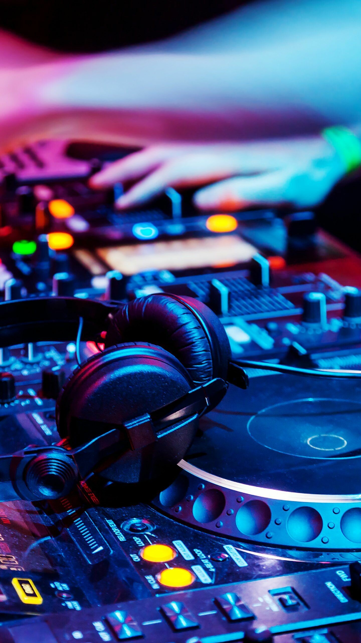 Party: Music, Audio equipment, Deejay, Mixing console. 1440x2560 HD Background.
