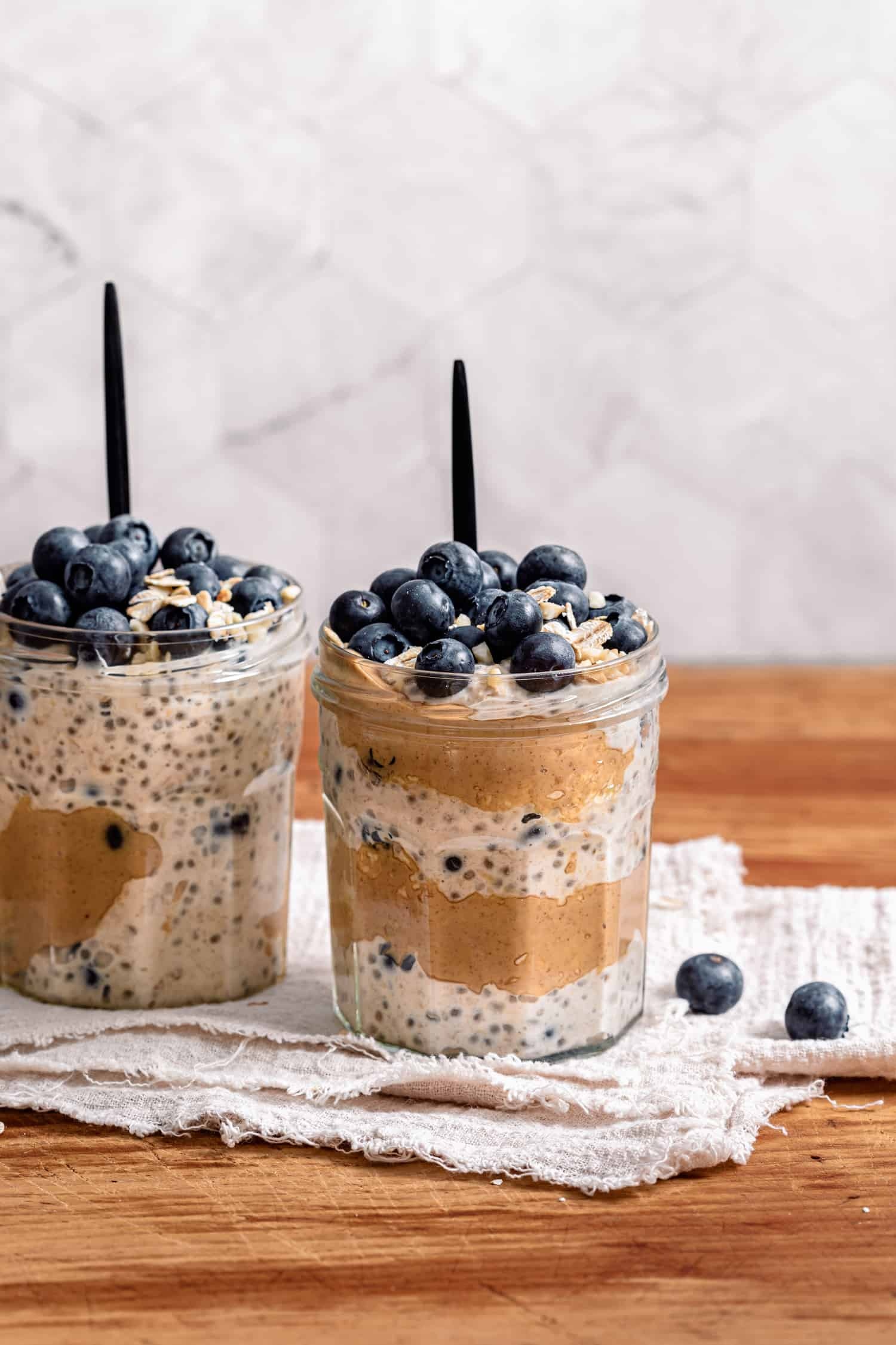 Blueberry peanut butter overnight oats, Healthy breakfast option, Nutritious start, Tasty combination, 1500x2250 HD Phone