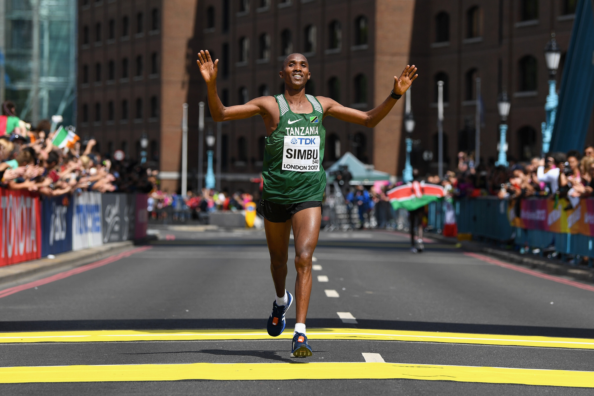 Alphonce Simbu, Victory celebration, Running champion, Olympic Games, 2050x1370 HD Desktop