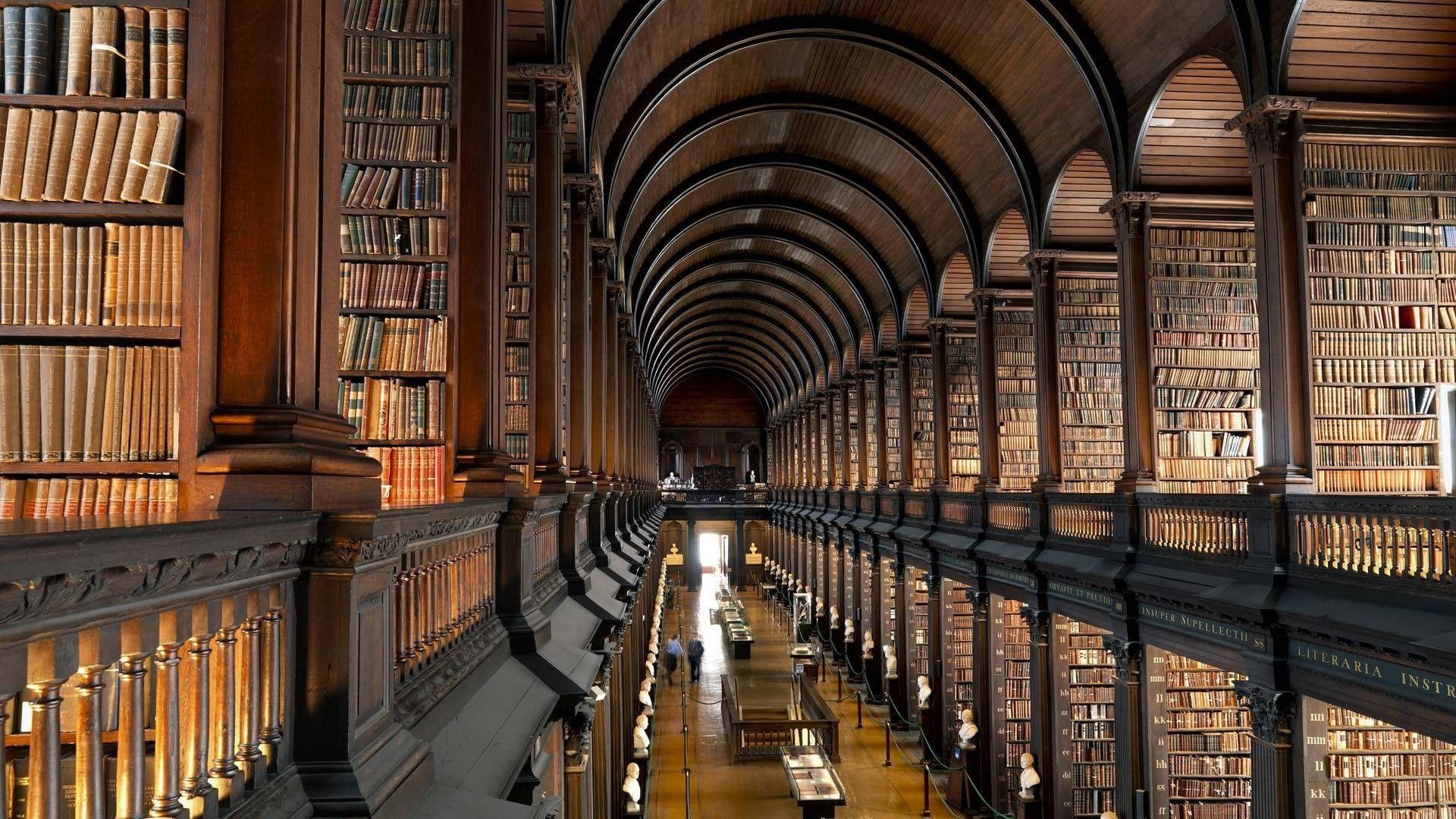 Dublin: Trinity College Library, The largest library in Ireland, Established in 1592. 1920x1080 Full HD Wallpaper.